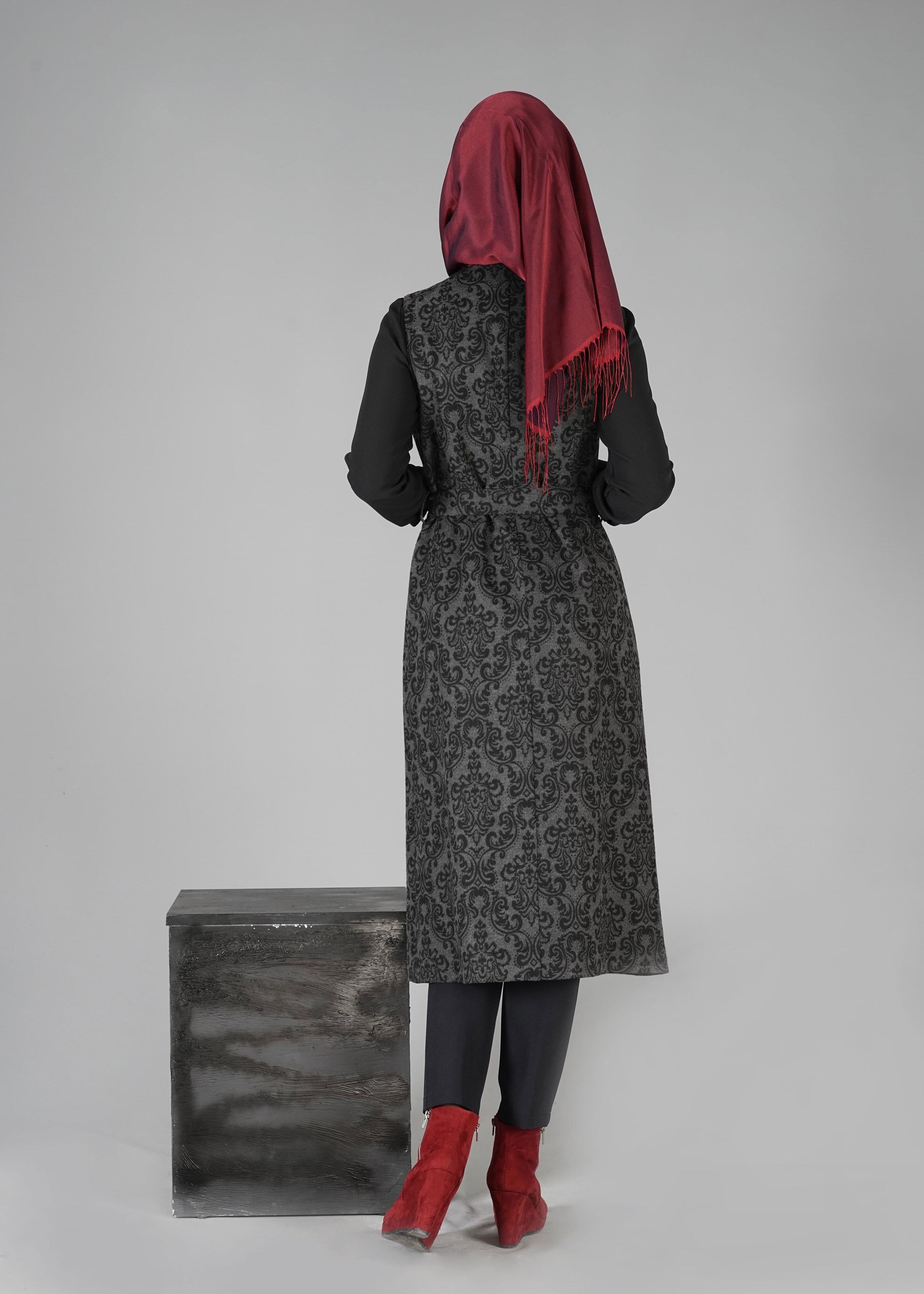 Tesettür giyim GRİ 3327P TAKIM