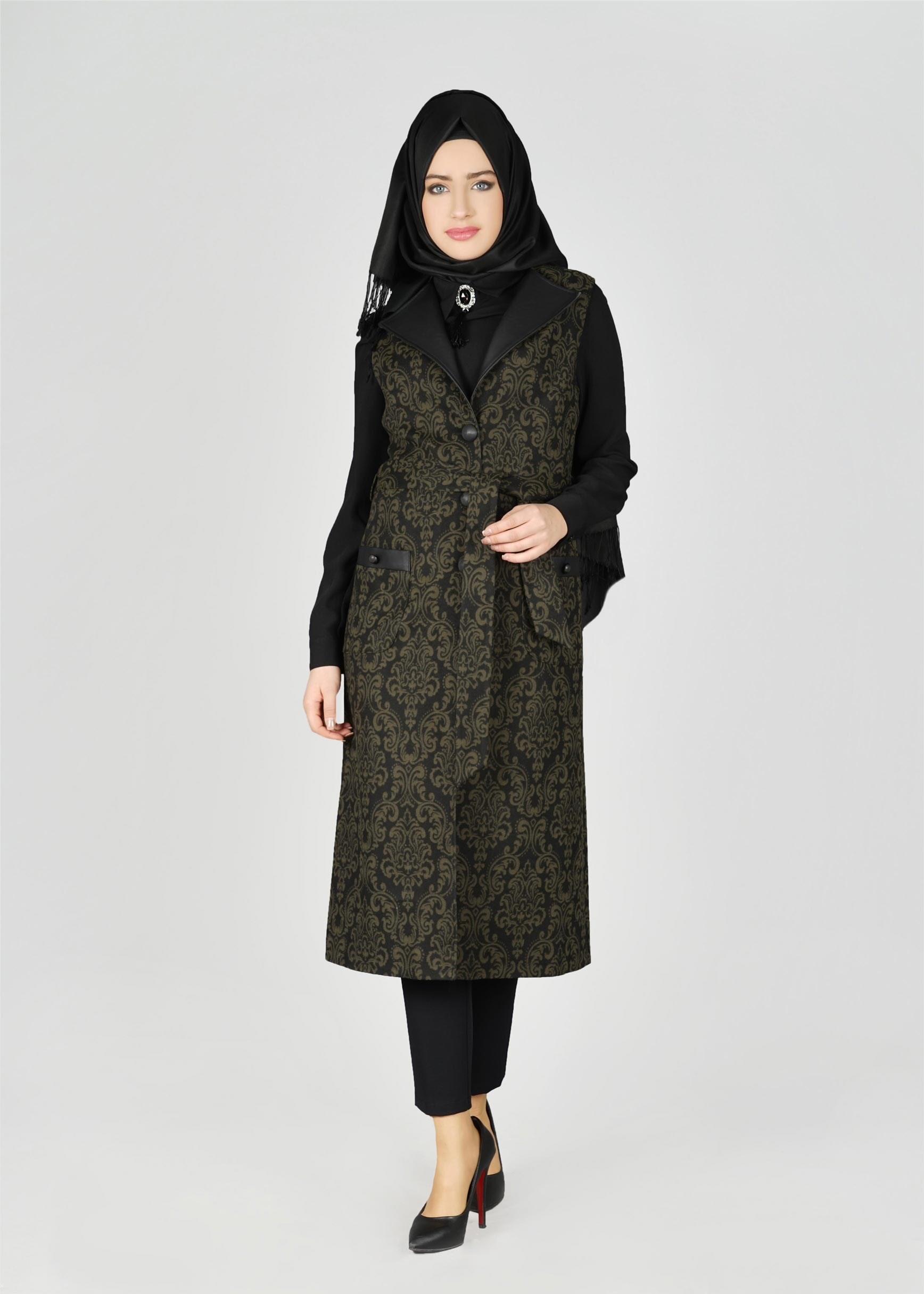 Tesettür giyim HAKİ 3327P TAKIM