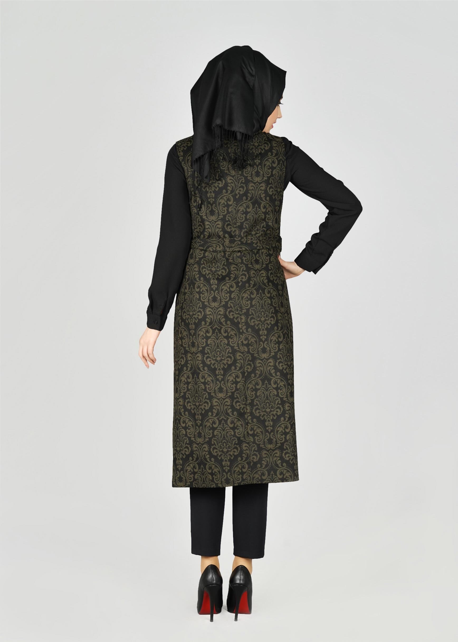 Tesettür giyim HAKİ 3327P TAKIM