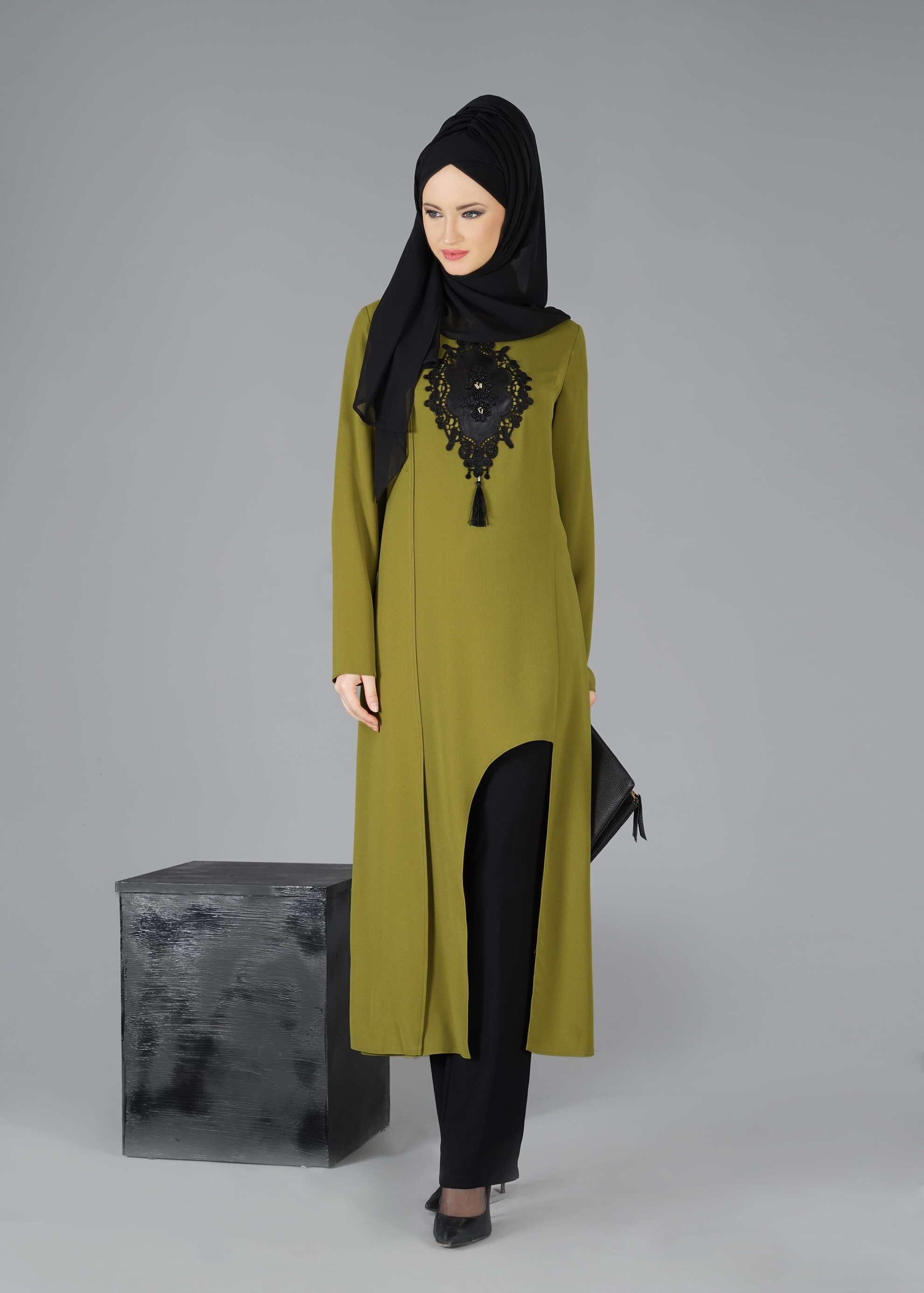Tesettür giyim YEŞİL 3335P TAKIM