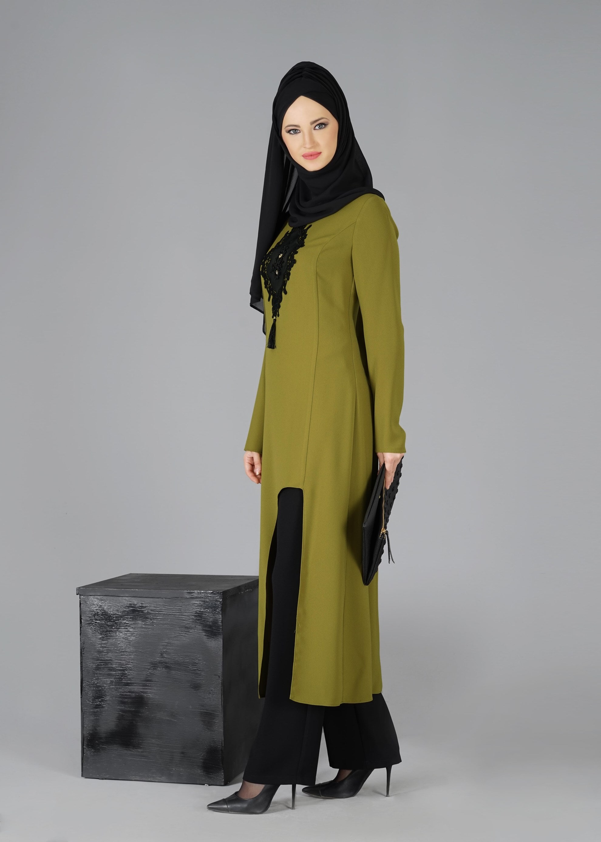 Tesettür giyim YEŞİL 3335P TAKIM
