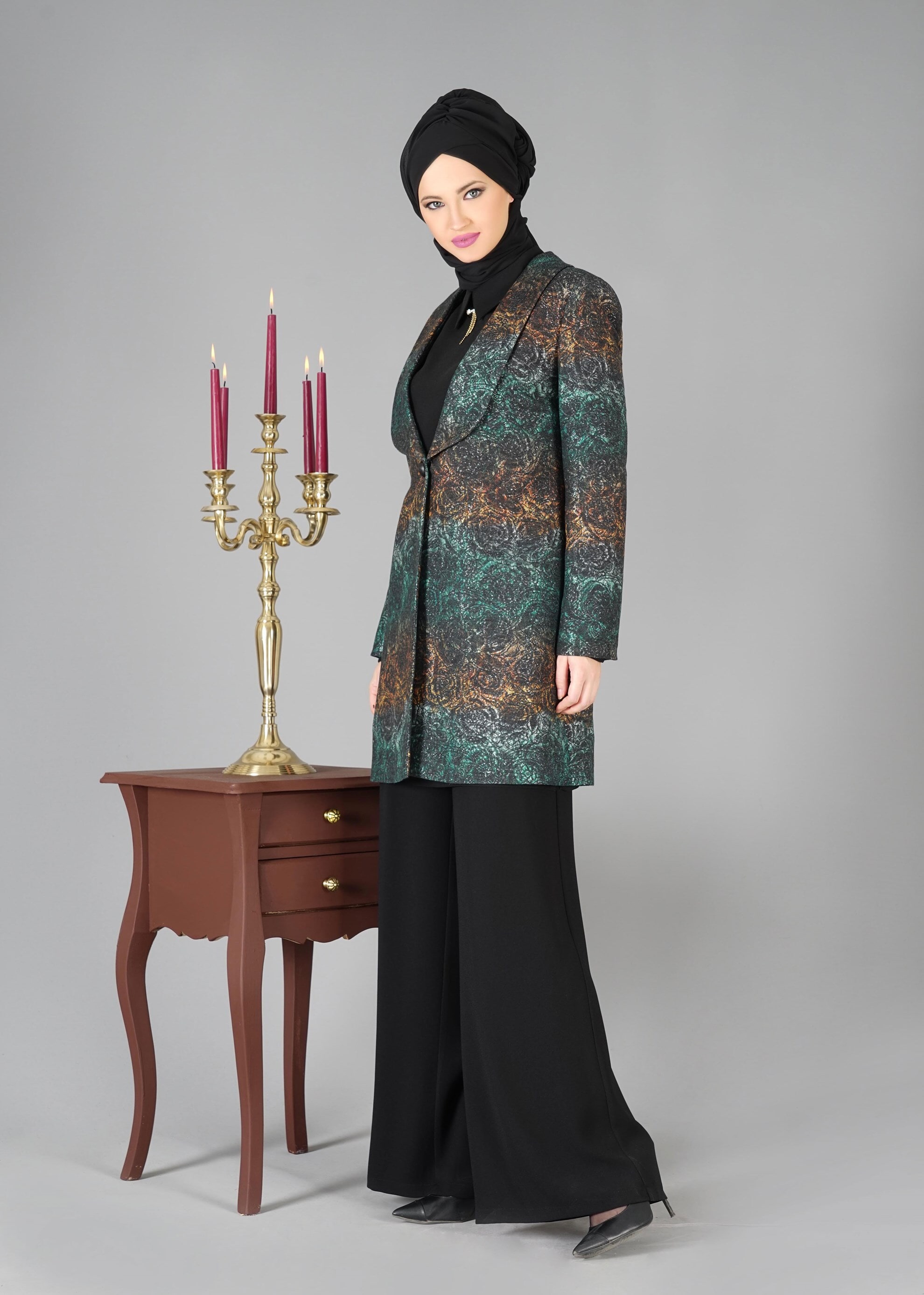 Tesettür giyim YEŞİL 3344 TAKIM