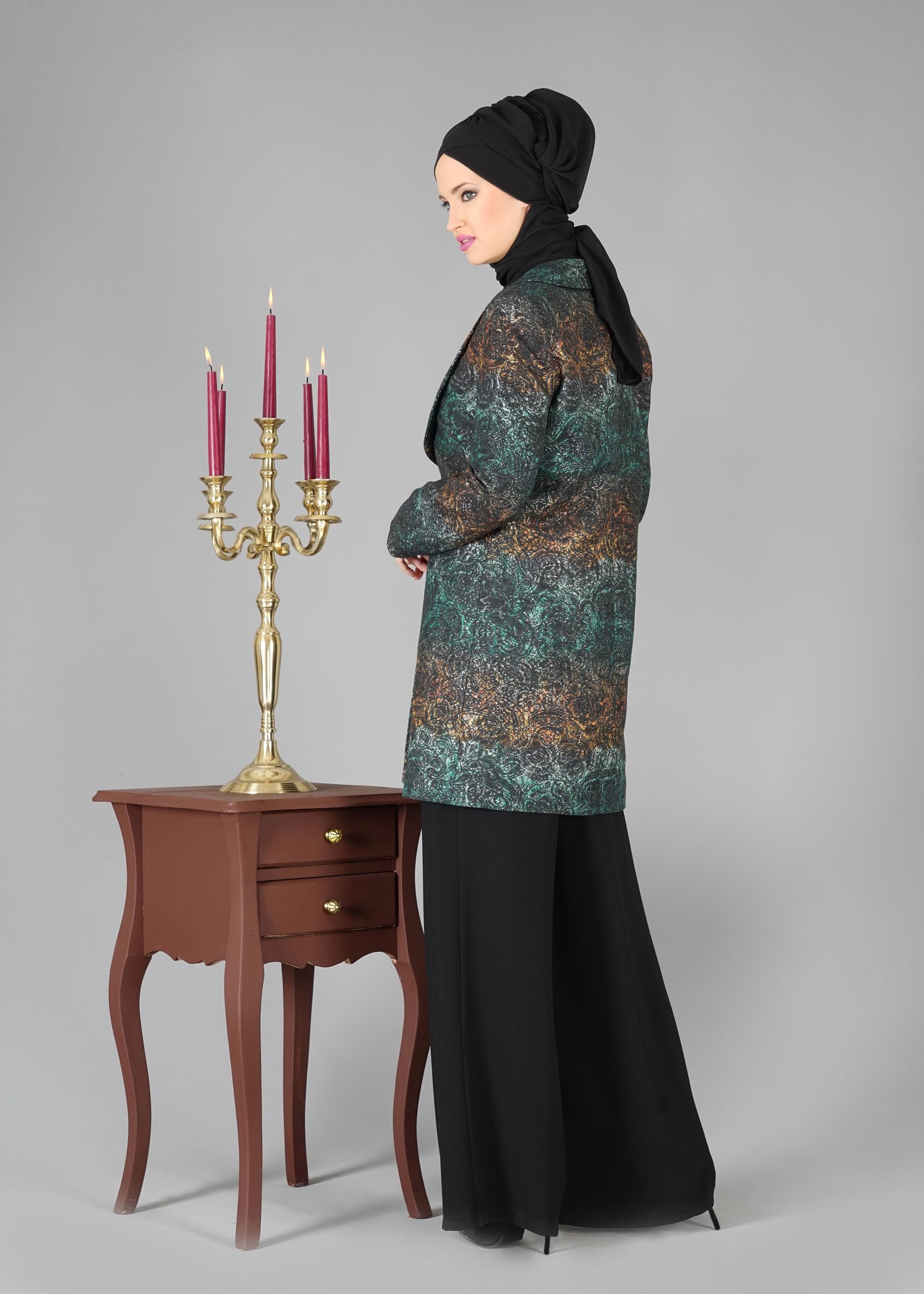 Tesettür giyim YEŞİL 3344 TAKIM