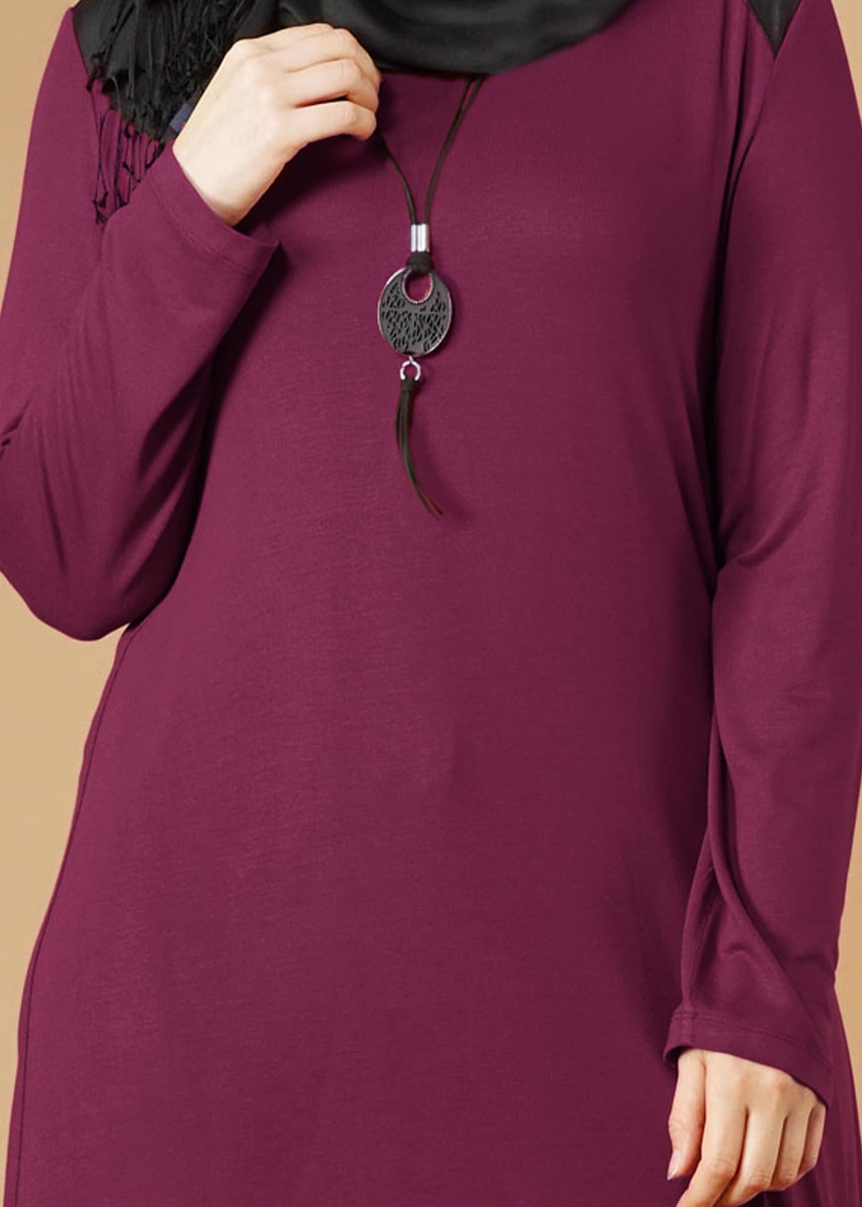 Tesettür giyim MOR ASİMETRİK KESİM TUNİK 2613