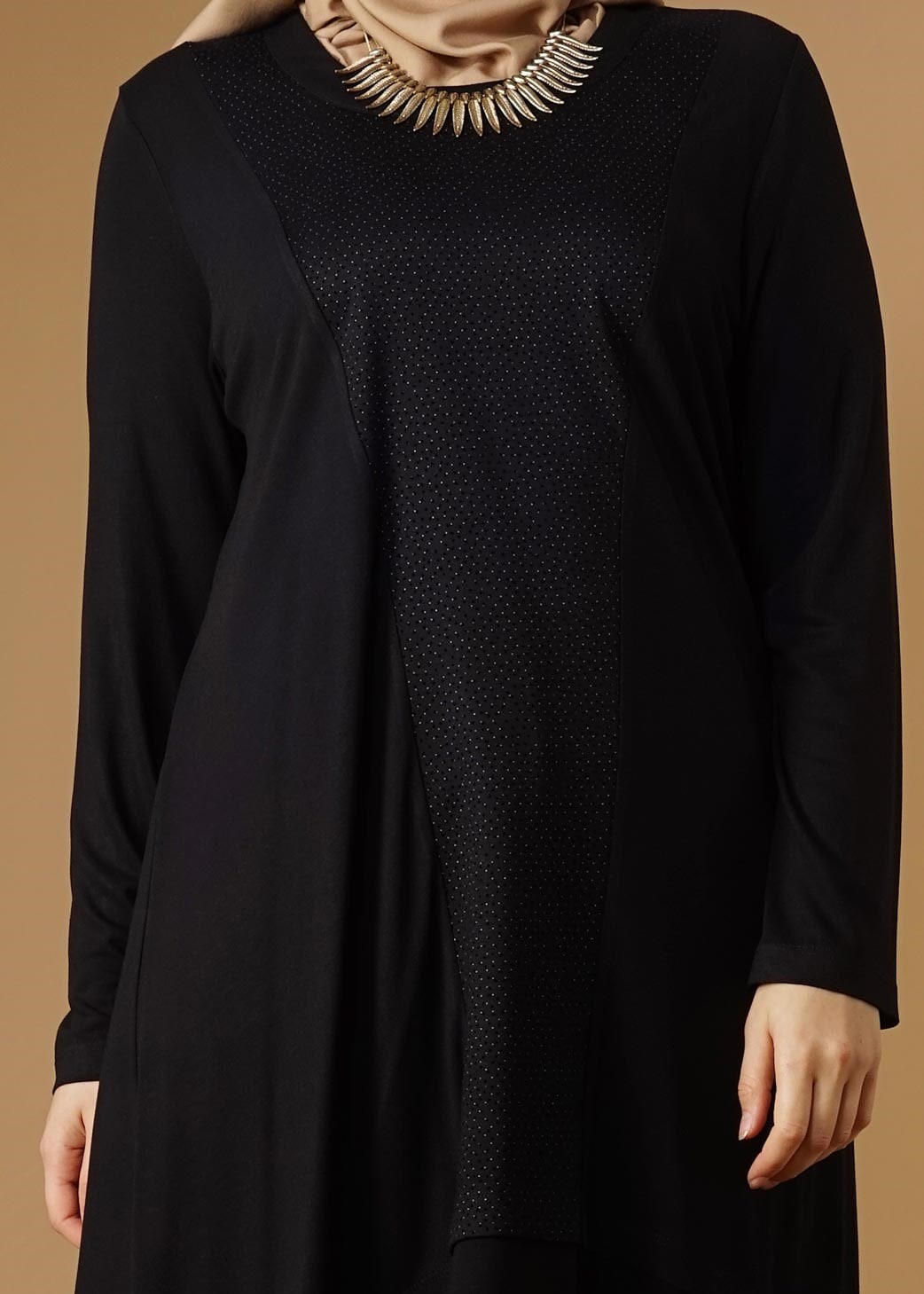 Tesettür giyim SİYAH ASİMETRİK KESİM TUNİK 2616 