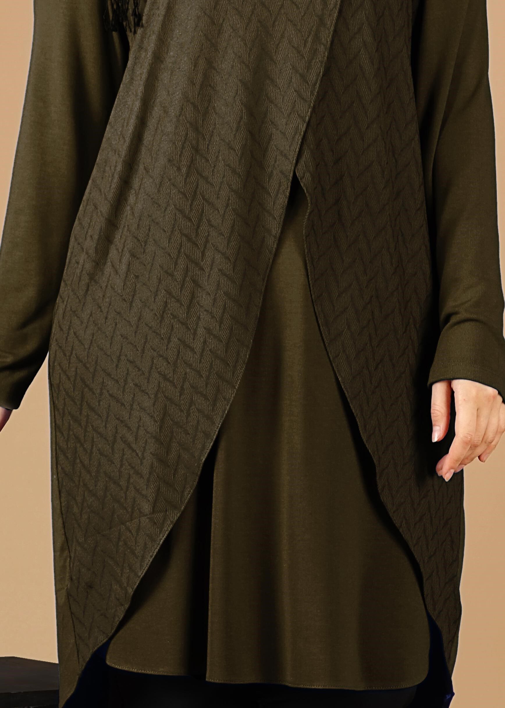 Tesettür giyim HAKİ ASİMETRİK KESİM TUNİK 2620 