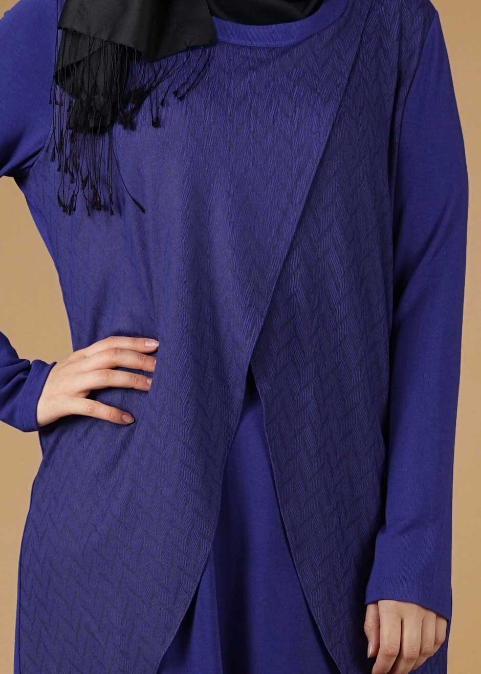 Tesettür giyim LACİVERT ASİMETRİK KESİM TUNİK 2620 