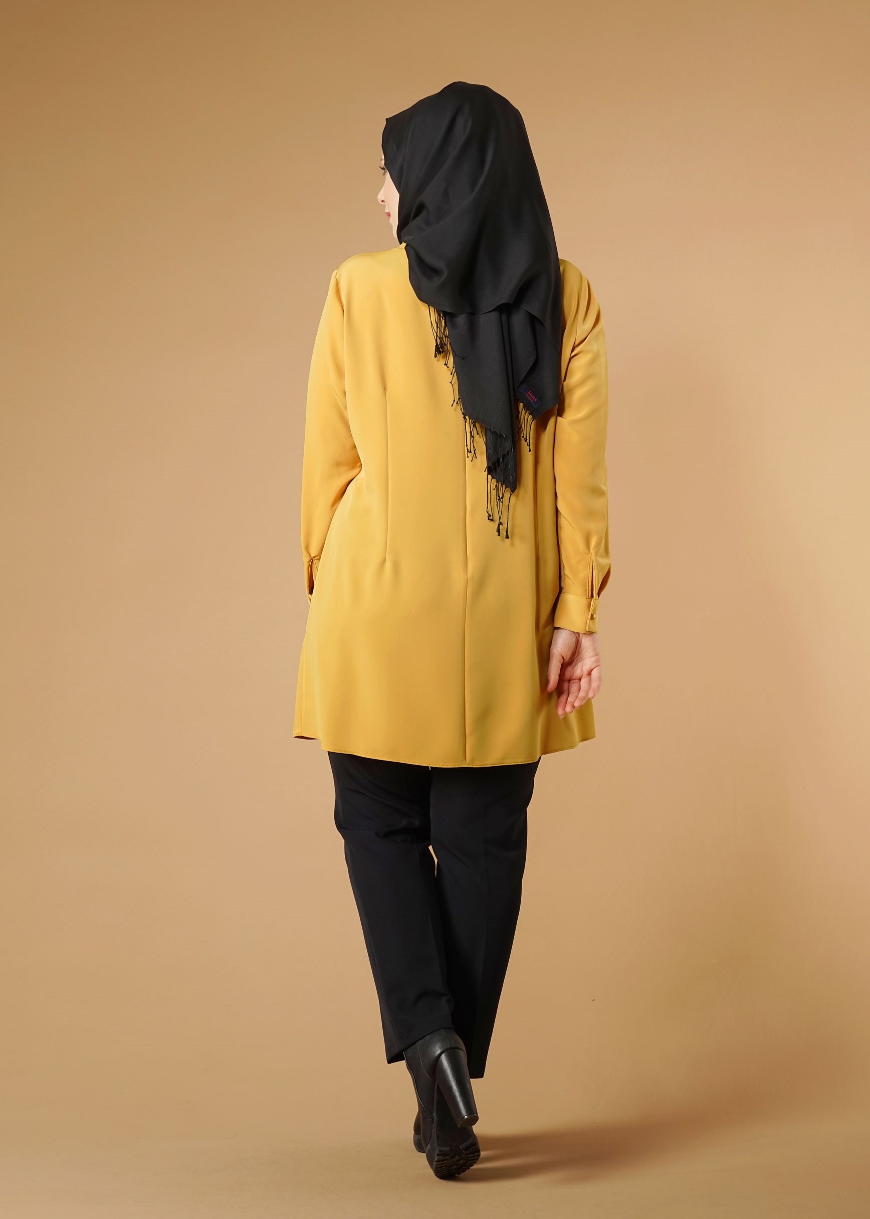 Tesettür giyim SARI NAKIŞLI TUNİK 2624 