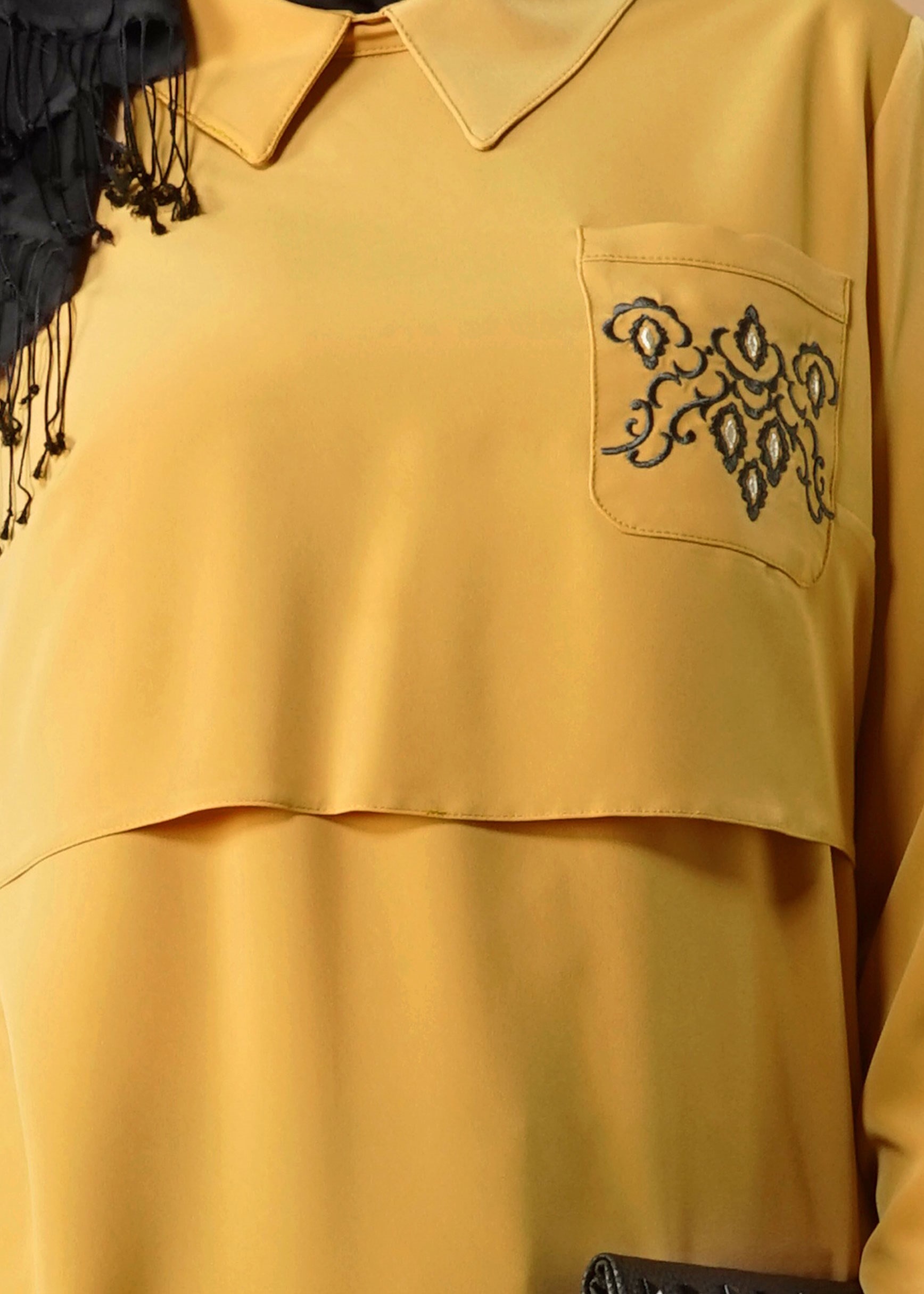 Tesettür giyim SARI NAKIŞLI TUNİK 2624 