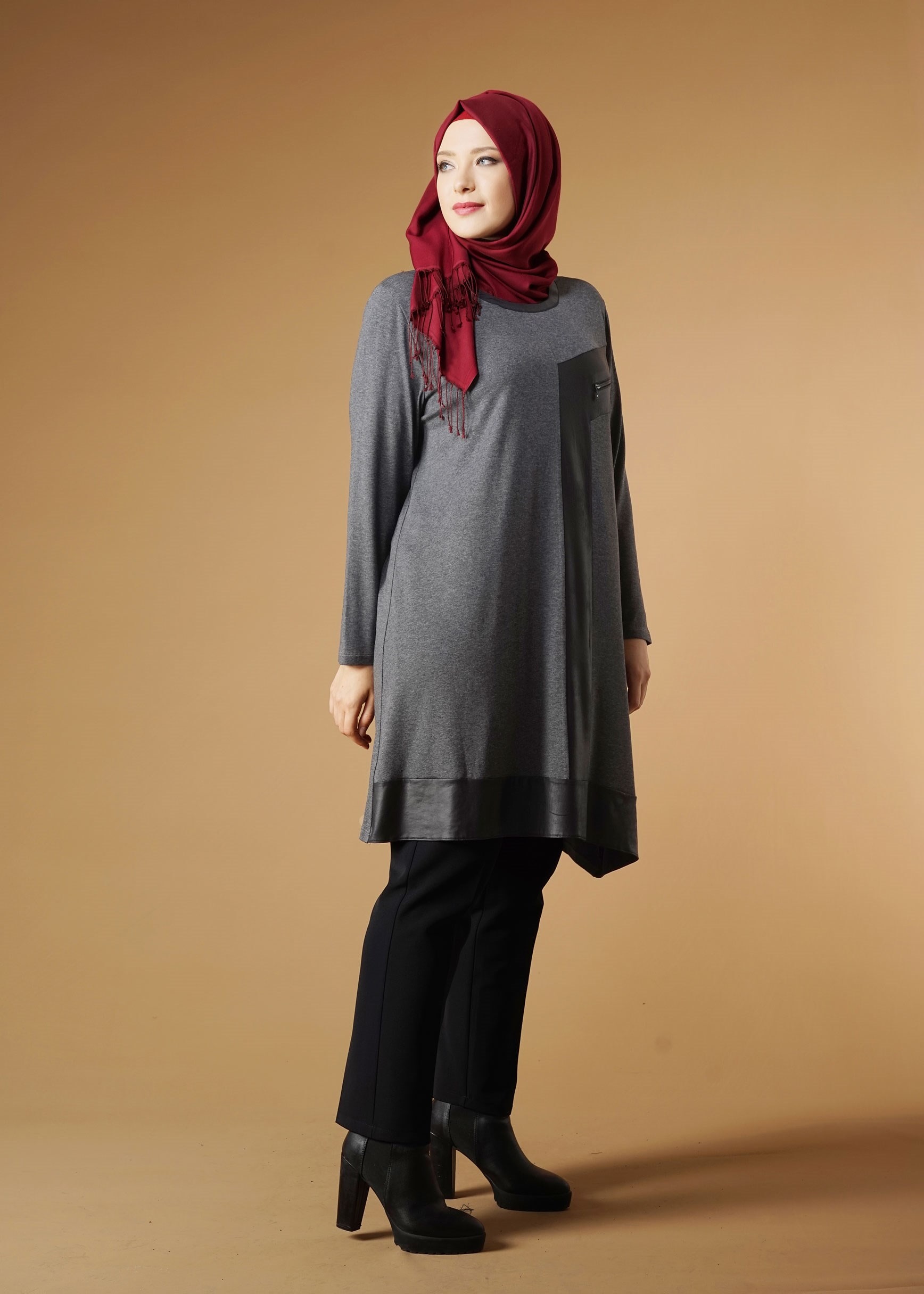 Tesettür giyim GRİ 2626 TUNİK