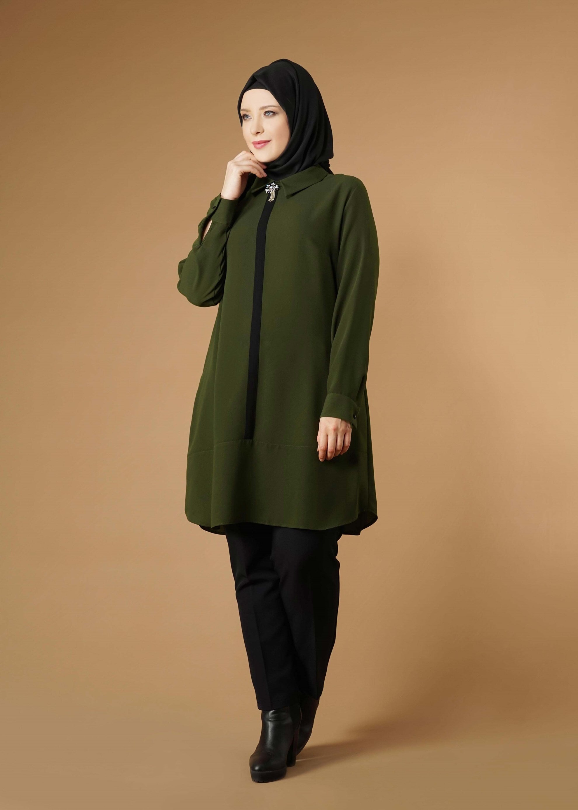 Tesettür giyim HAKİ 2635 TUNİK