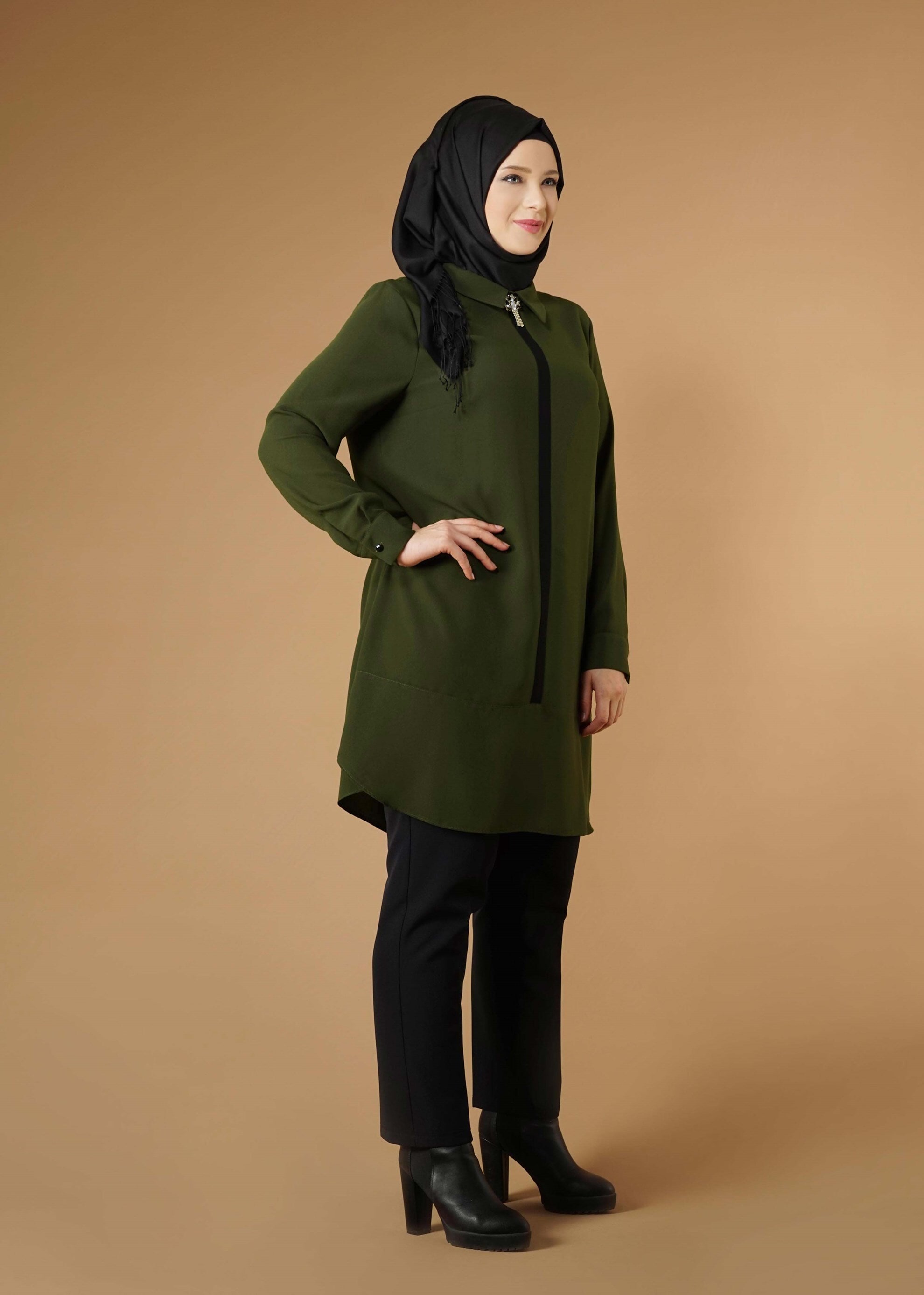 Tesettür giyim HAKİ 2635 TUNİK