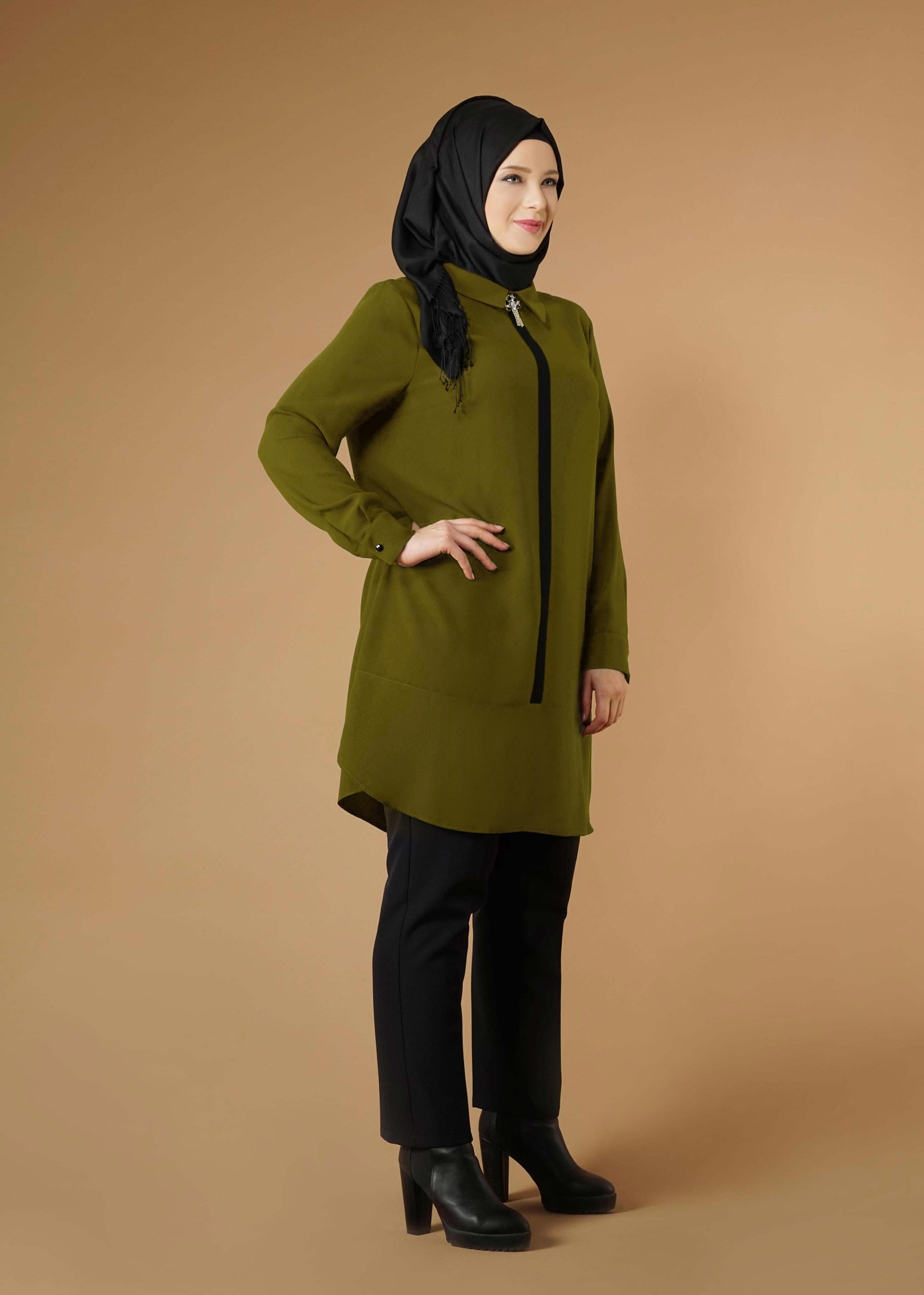 Tesettür giyim YEŞİL 2635 TUNİK