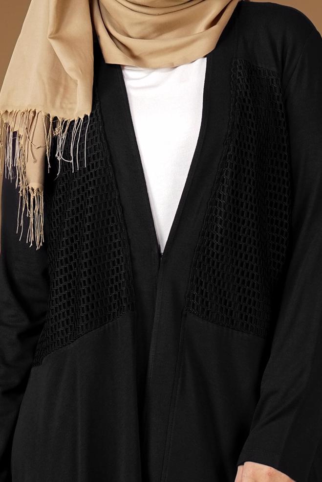 Vêtements hijab NOIR TUNIQUE À FLUIDE À COUPE ASYMMÉTRIQUE 2636  - ALVİNA