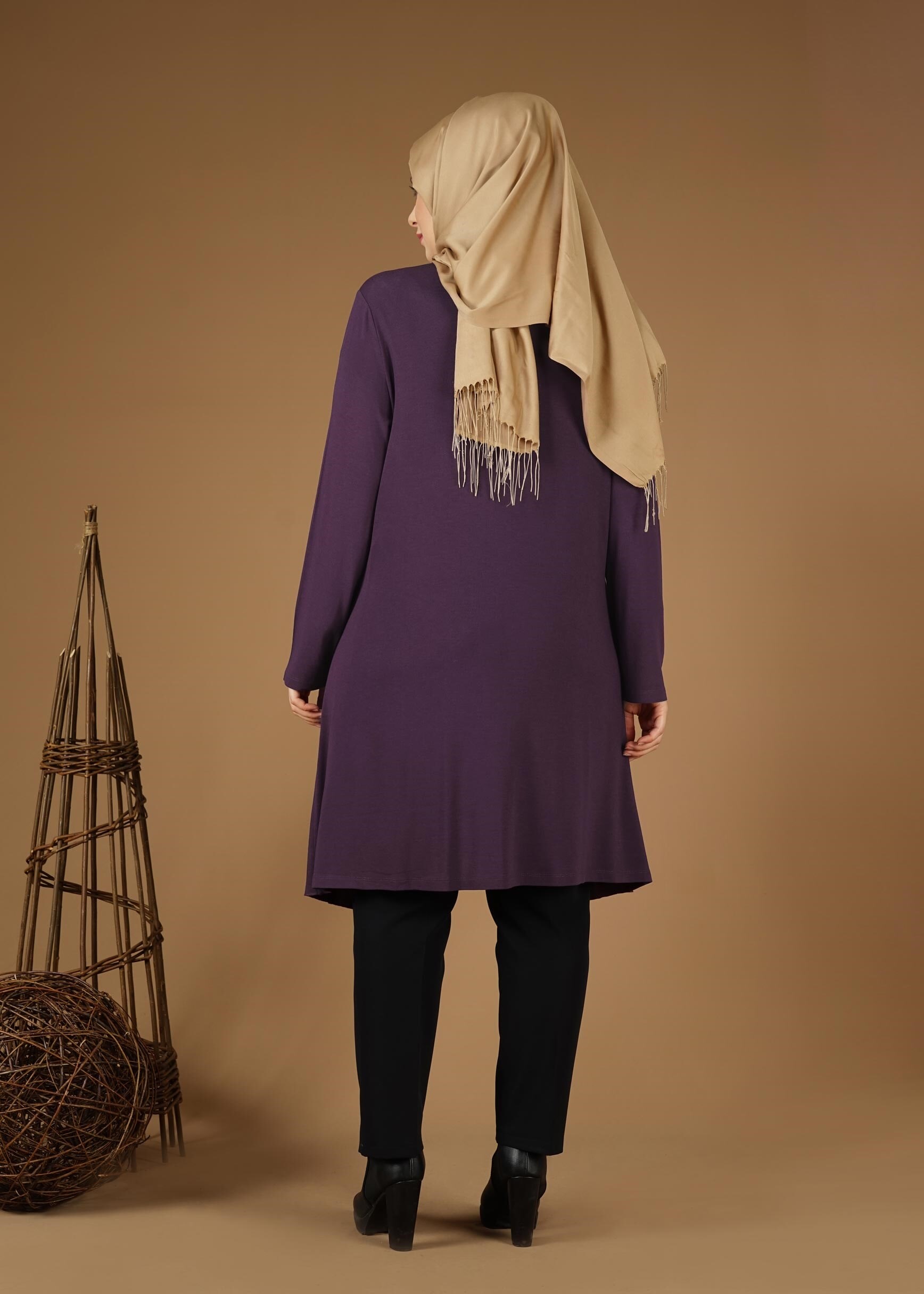 Tesettür giyim MOR ASİMETRİK SALAŞ CEKET 2636