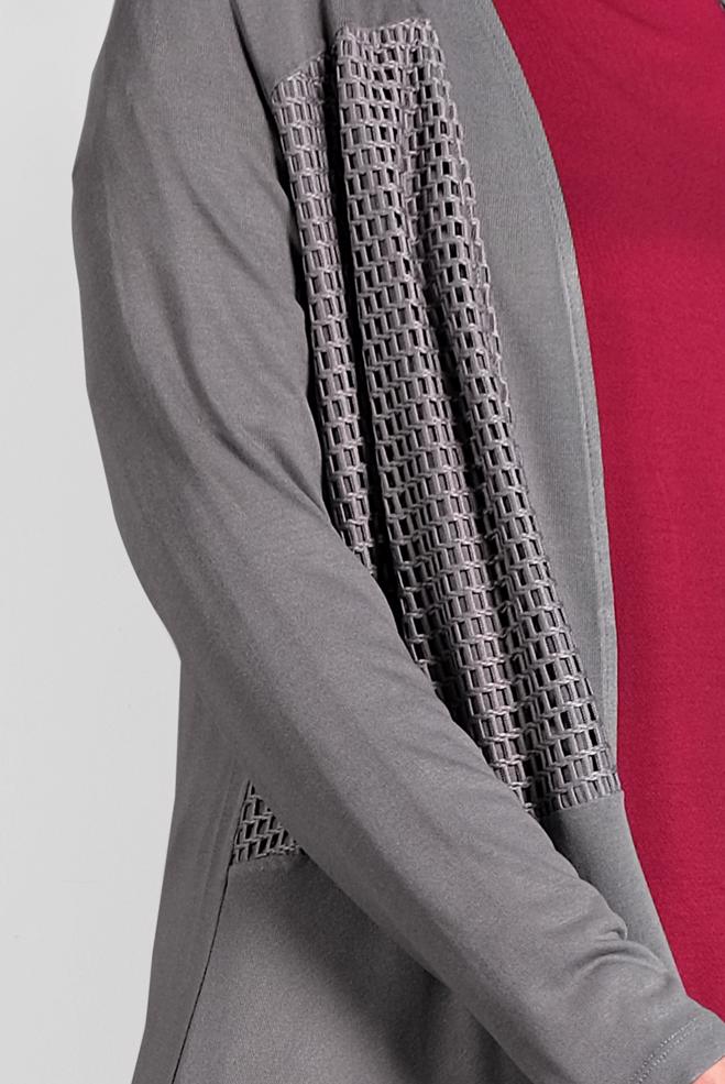 Vêtements hijab GRIS TUNIQUE À FLUIDE À COUPE ASYMMÉTRIQUE 2636  - ALVİNA