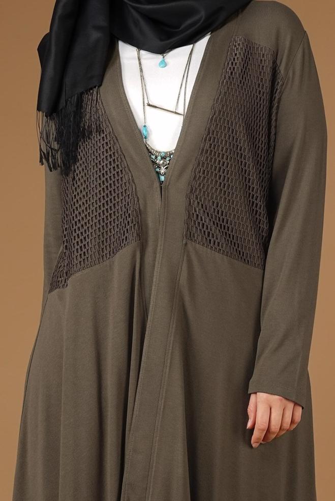 Vêtements hijab KAKI TUNIQUE À FLUIDE À COUPE ASYMMÉTRIQUE 2636  - ALVİNA