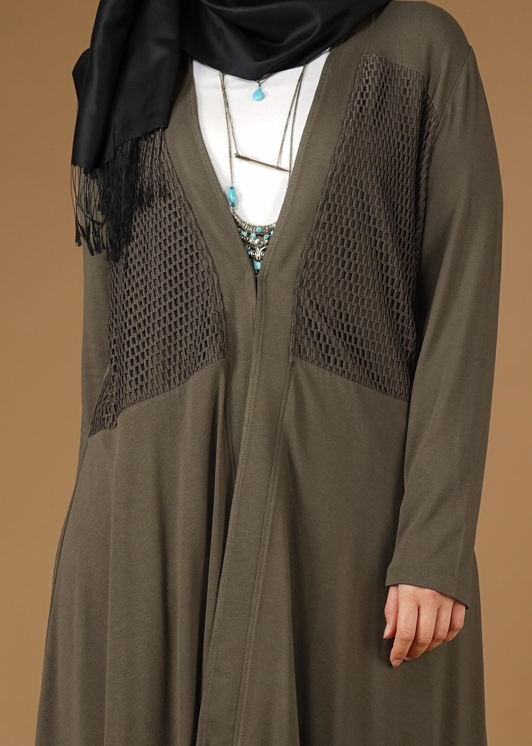 Tesettür giyim HAKİ ASİMETRİK SALAŞ CEKET 2636