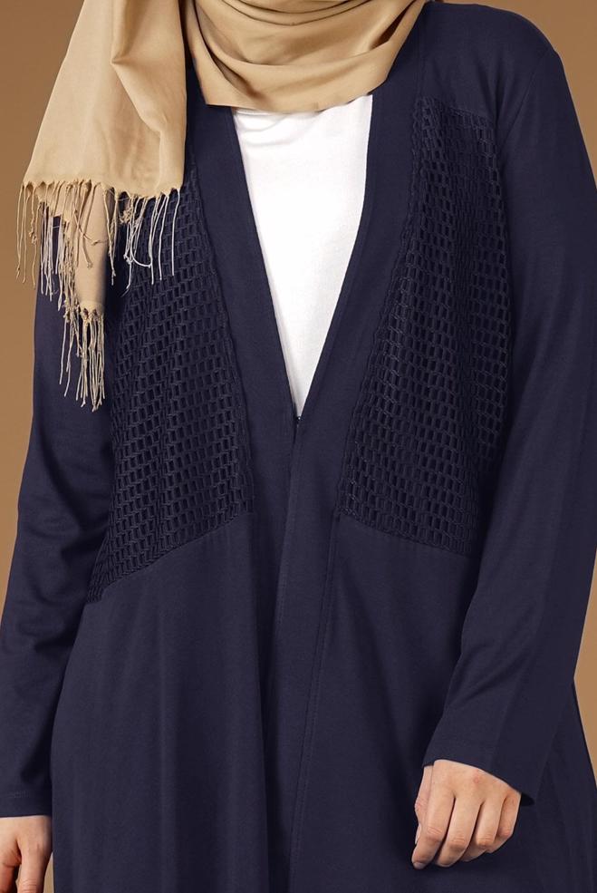 Vêtements hijab BLEU MARINE TUNIQUE À FLUIDE À COUPE ASYMMÉTRIQUE 2636  - ALVİNA