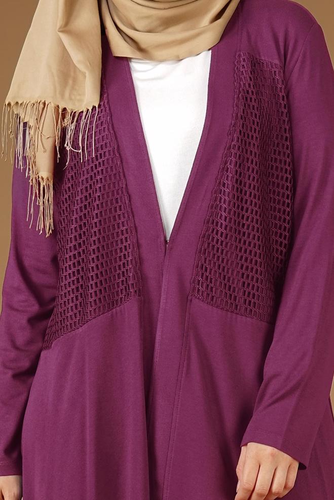 Vêtements hijab POURPRE TUNIQUE À FLUIDE À COUPE ASYMMÉTRIQUE 2636  - ALVİNA
