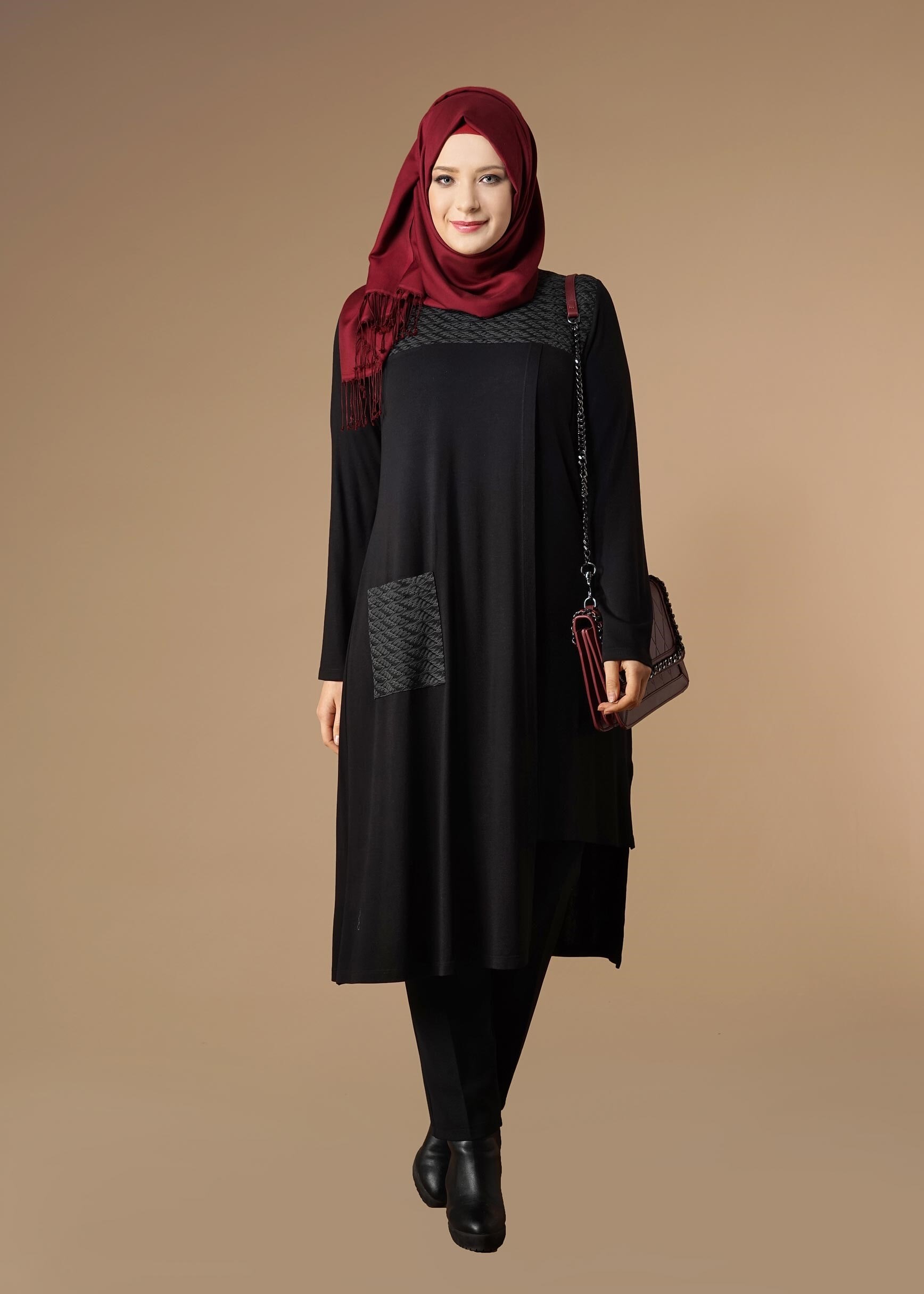 Tesettür giyim SİYAH 2637 TUNİK