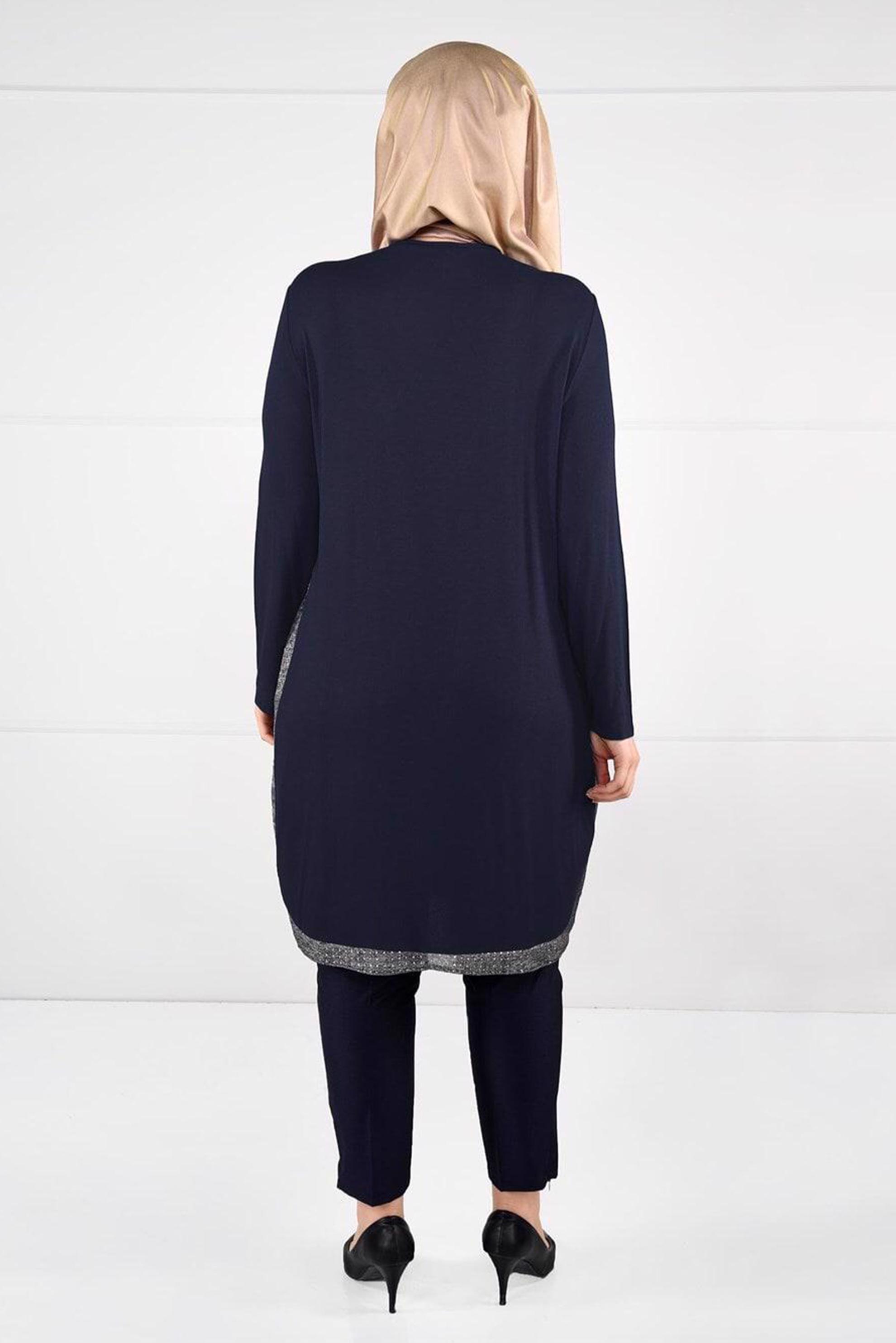 Hijab clothing NAVY BLUE PATTERNED STRIPED TUNIC 2638