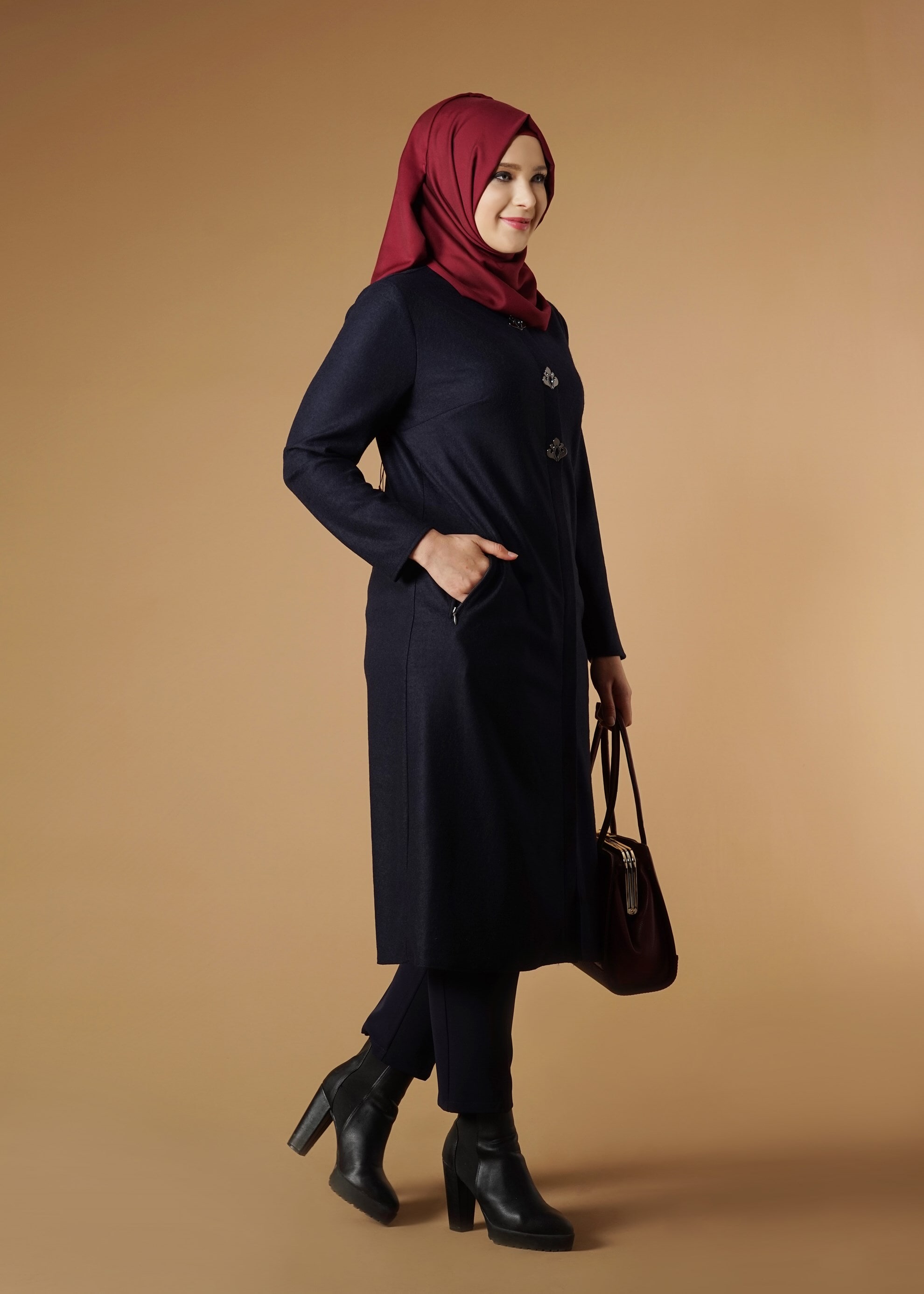 Tesettür giyim LACİVERT CEP FERMUARLI TUNİK 2650