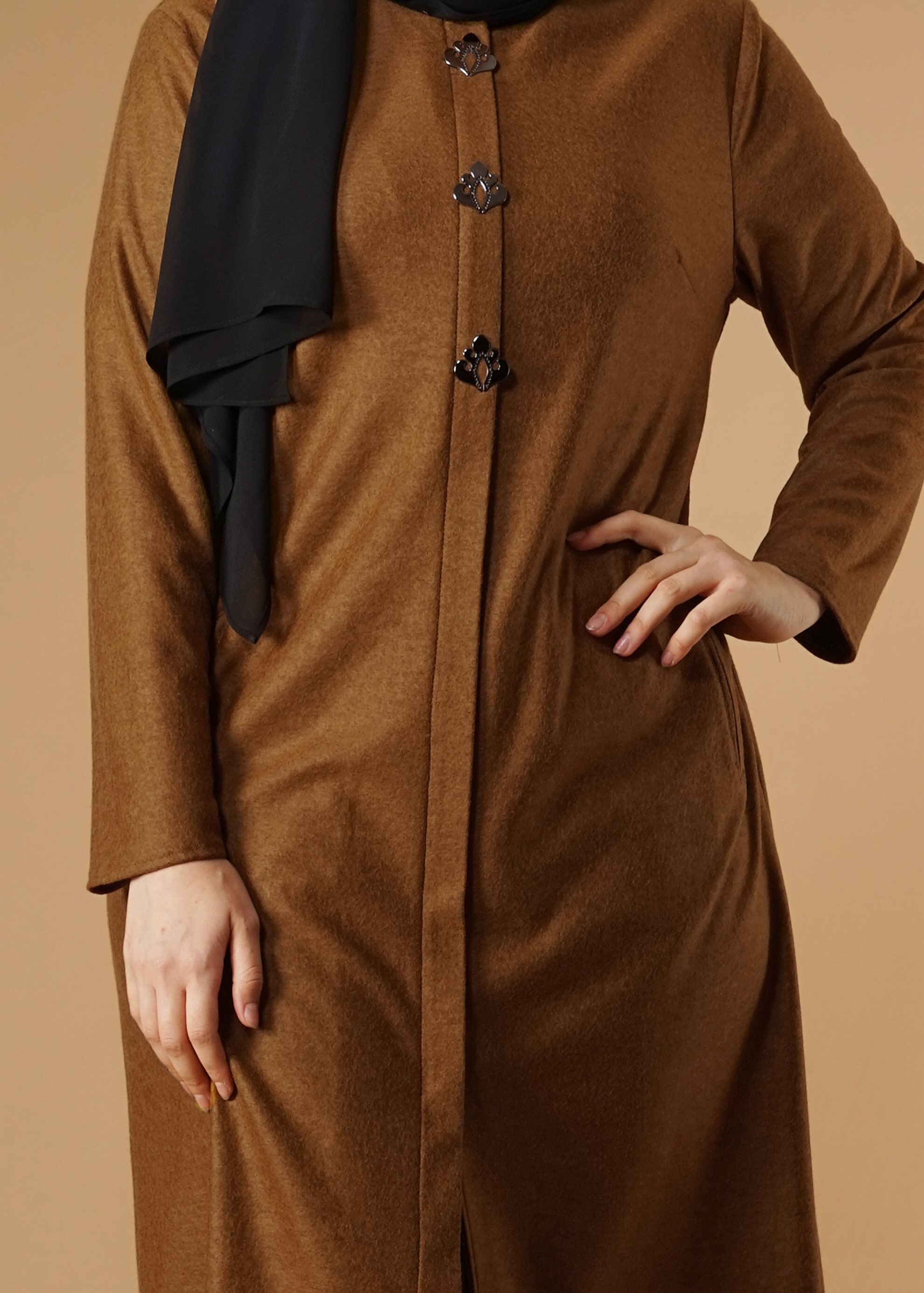 Tesettür giyim TABA CEP FERMUARLI TUNİK 2650