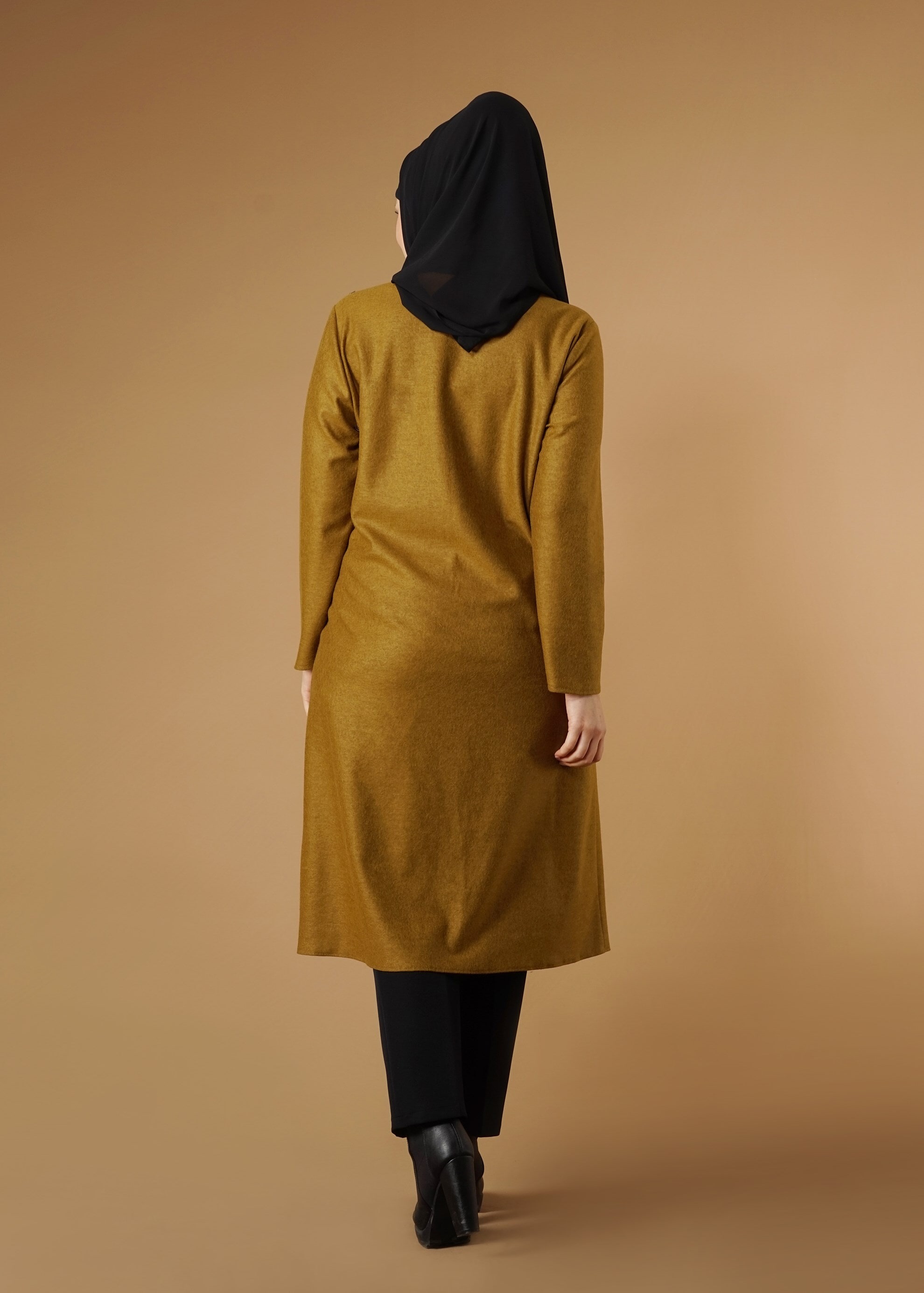 Tesettür giyim SARI CEP FERMUARLI TUNİK 2650