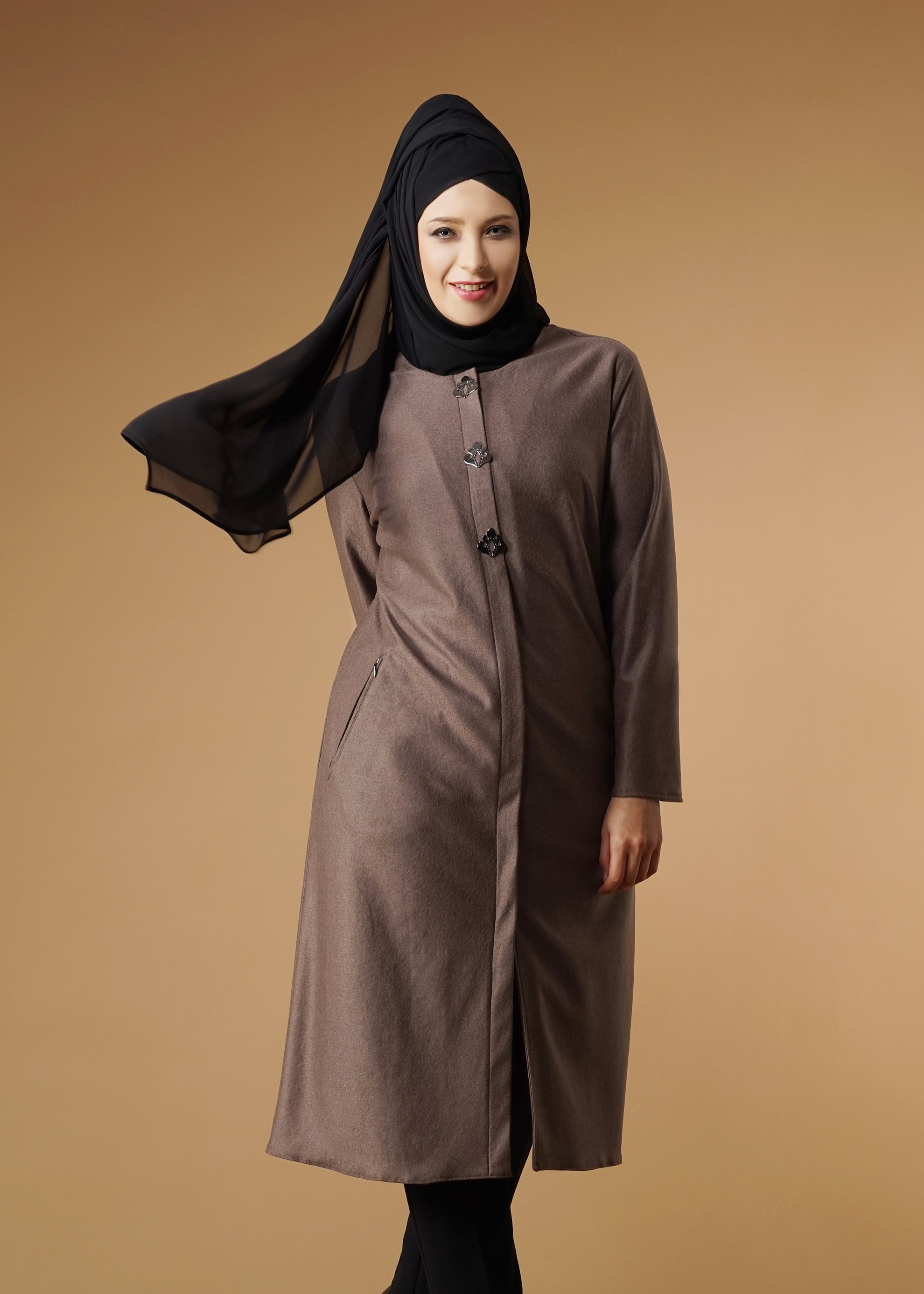 Tesettür giyim VİZON CEP FERMUARLI TUNİK 2650