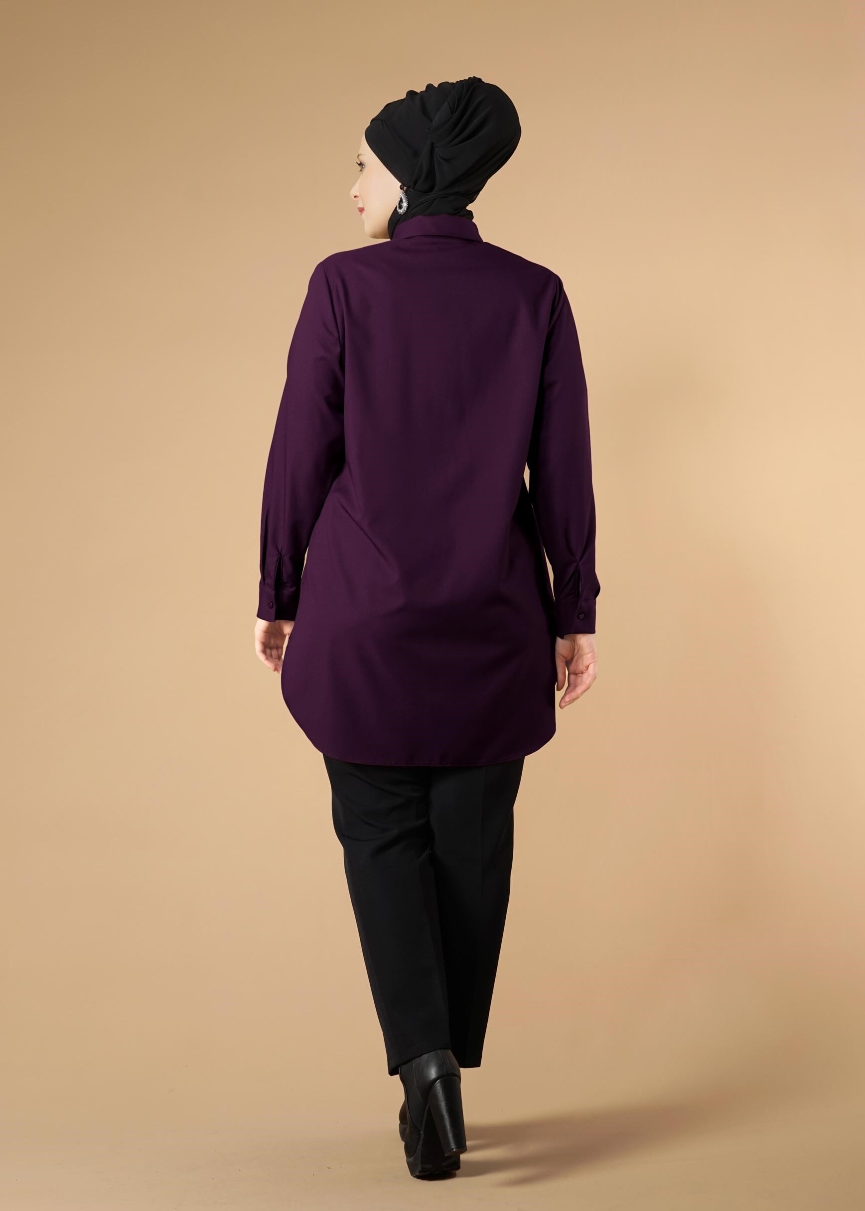 Tesettür giyim MÜRDÜM ERKEK YAKA TUNİK 2656