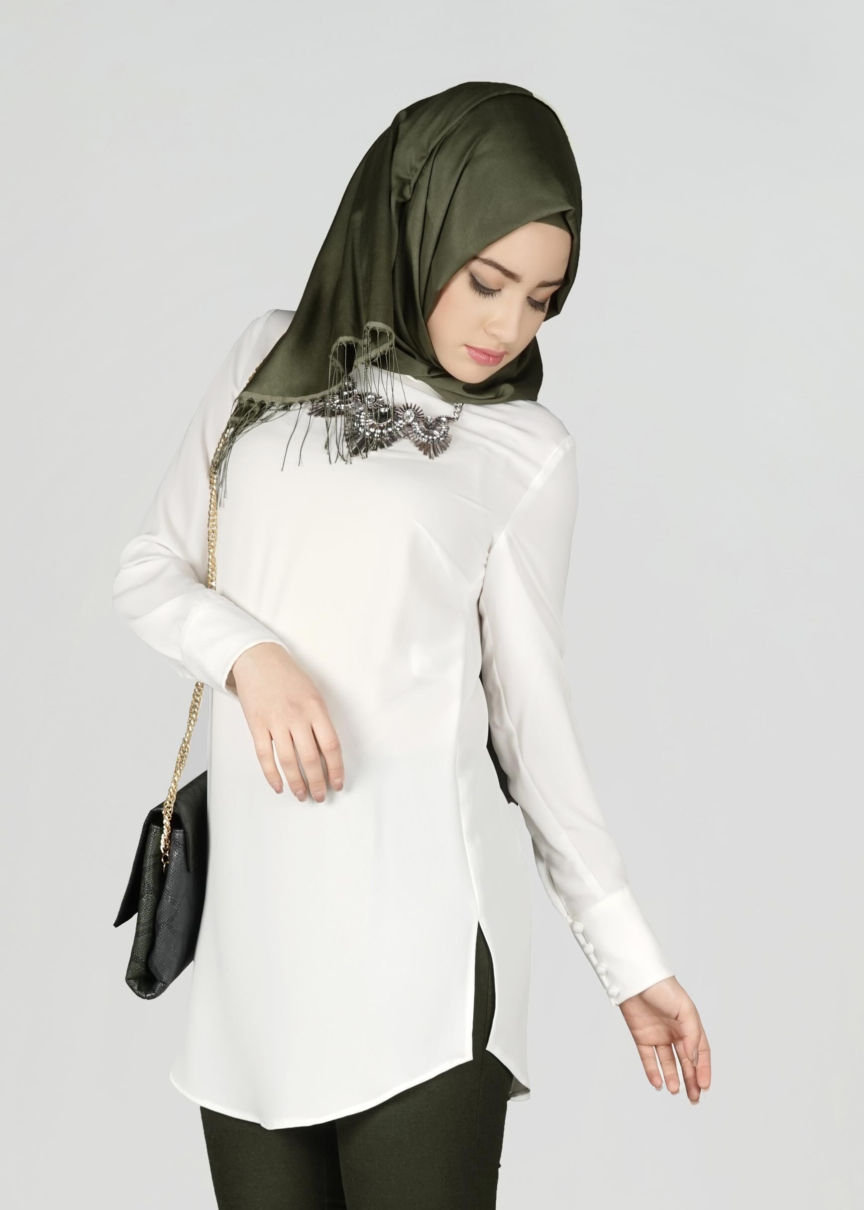 Tesettür giyim BEYAZ 4004 TUNİK