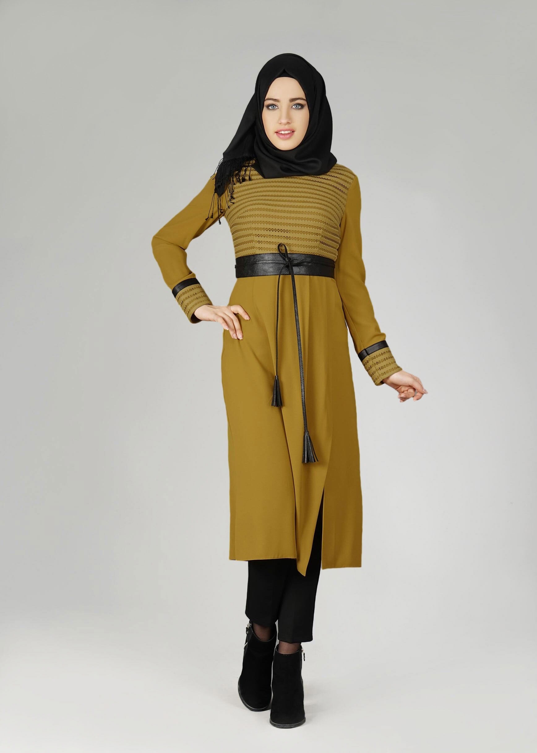 Tesettür giyim SARI TUNİK 4009