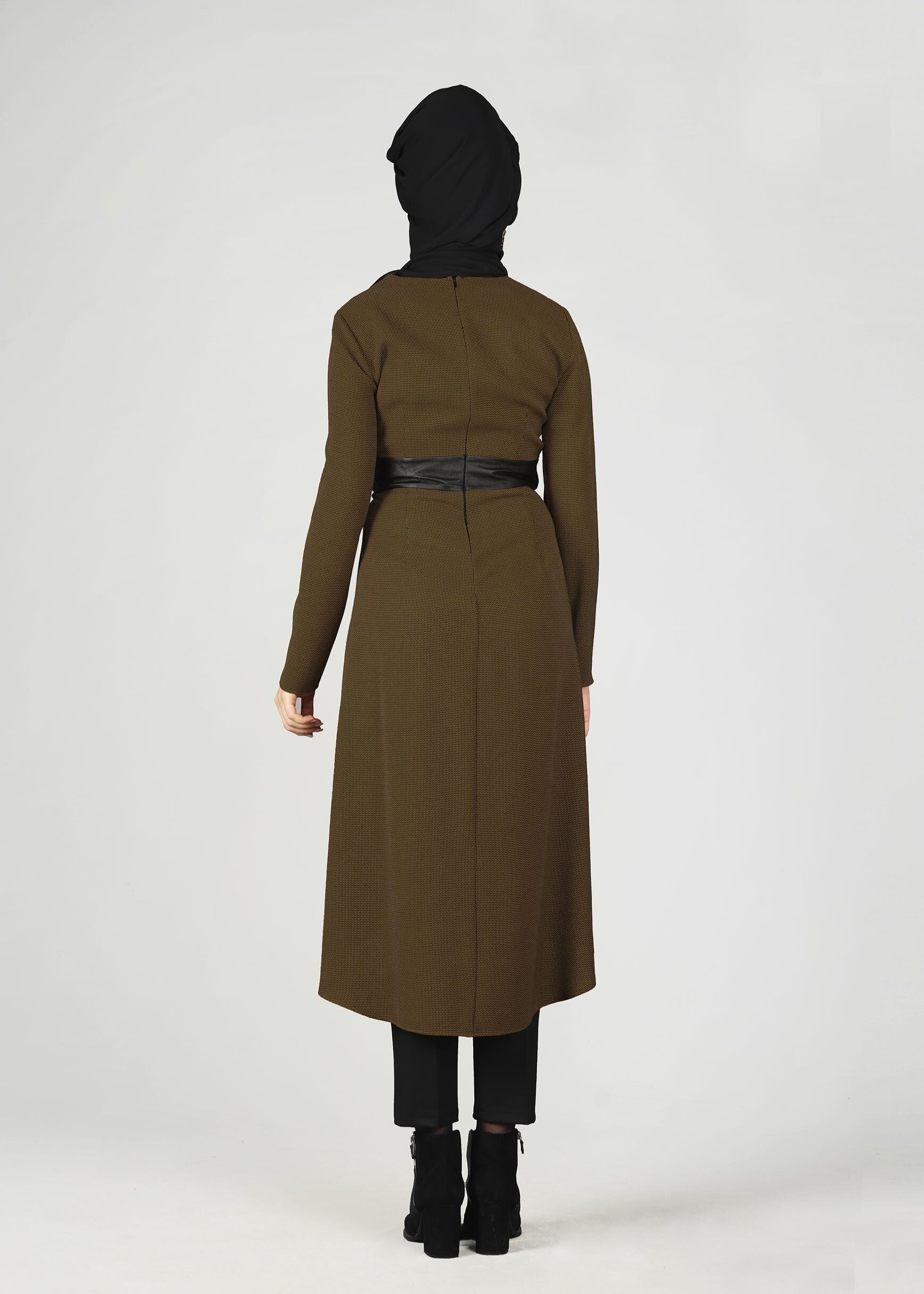 Tesettür giyim SARI YAKASI FERMUAR DETAYLI TUNİK 4010