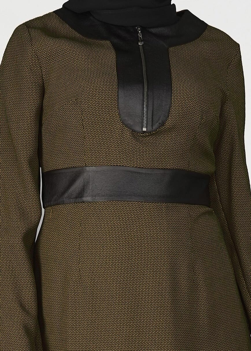 Tesettür giyim SARI YAKASI FERMUAR DETAYLI TUNİK 4010