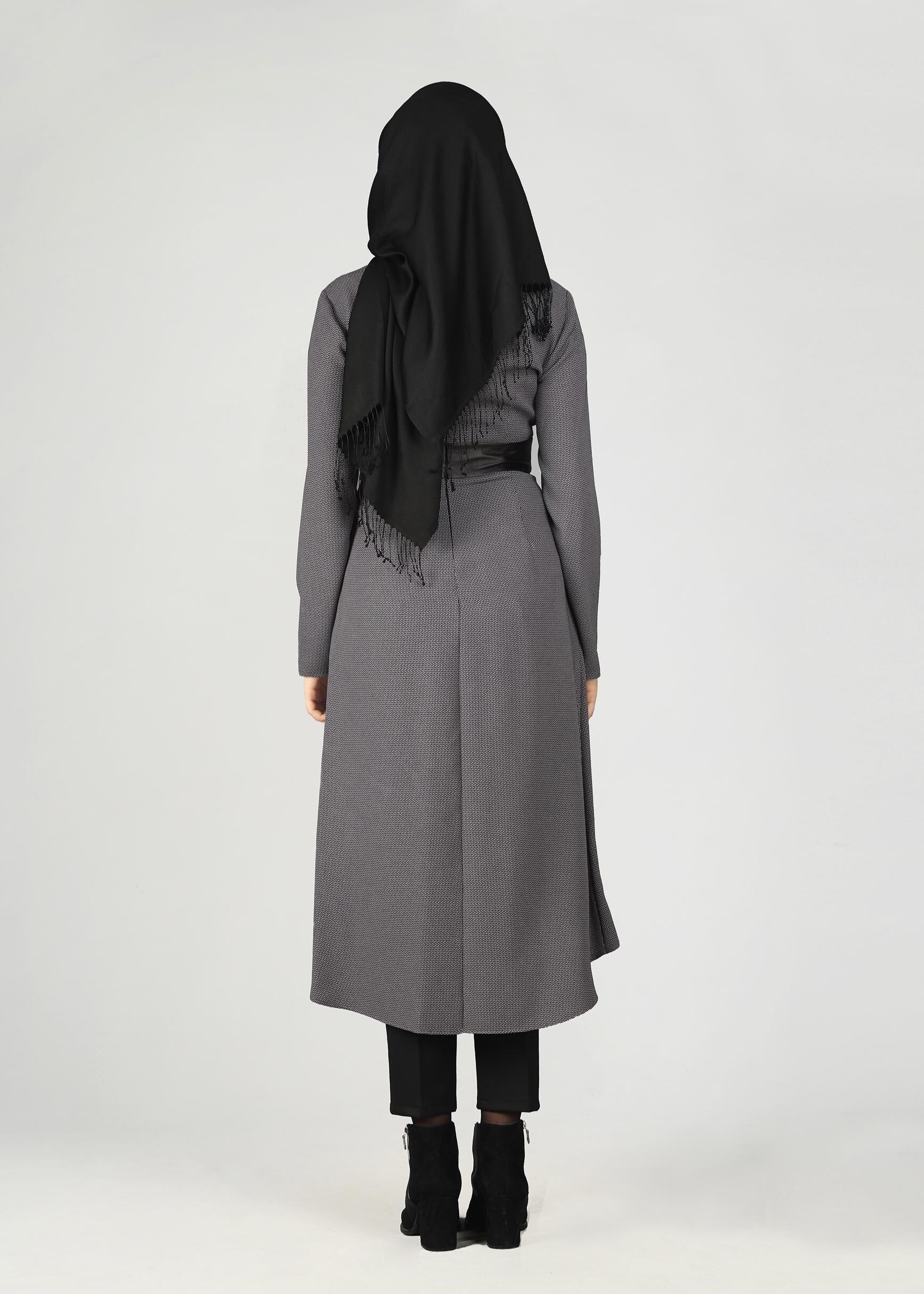 Tesettür giyim GRİ YAKASI FERMUAR DETAYLI TUNİK 4010