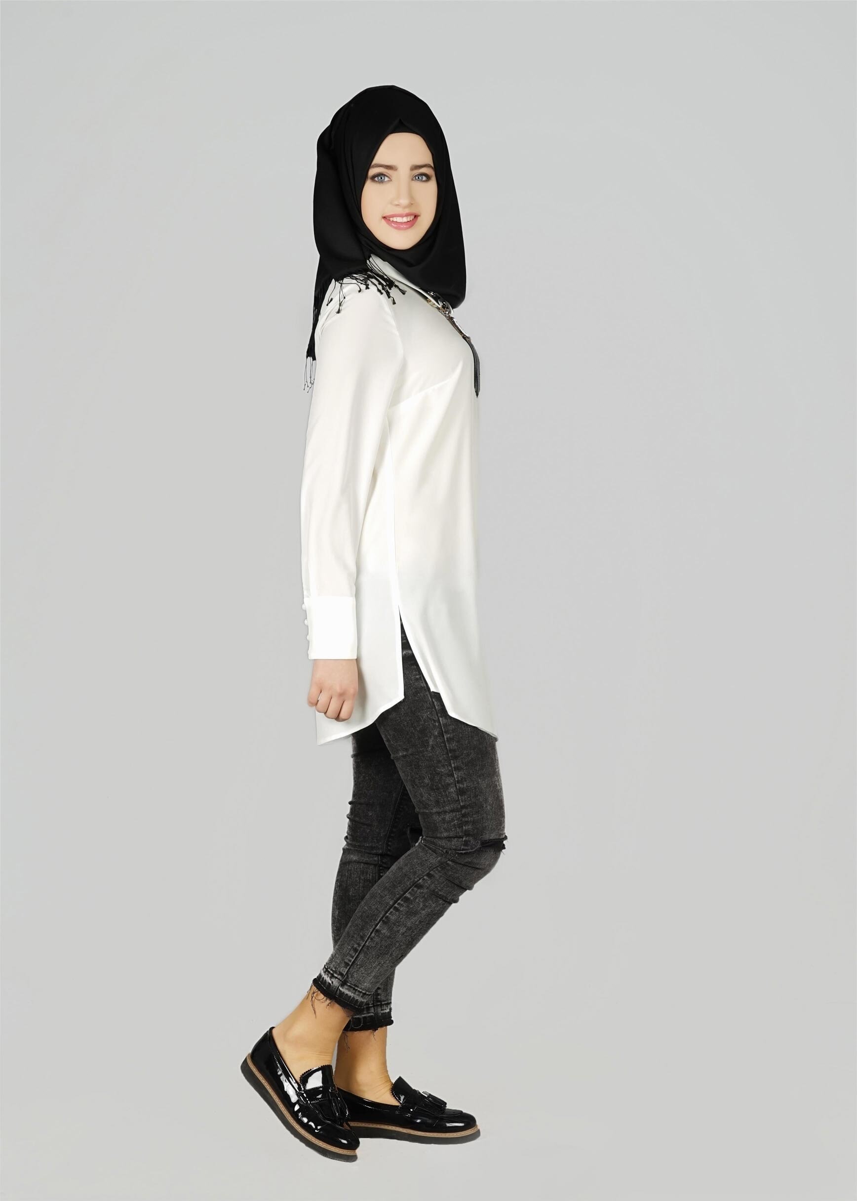 Tesettür giyim BEYAZ 4020 TUNİK