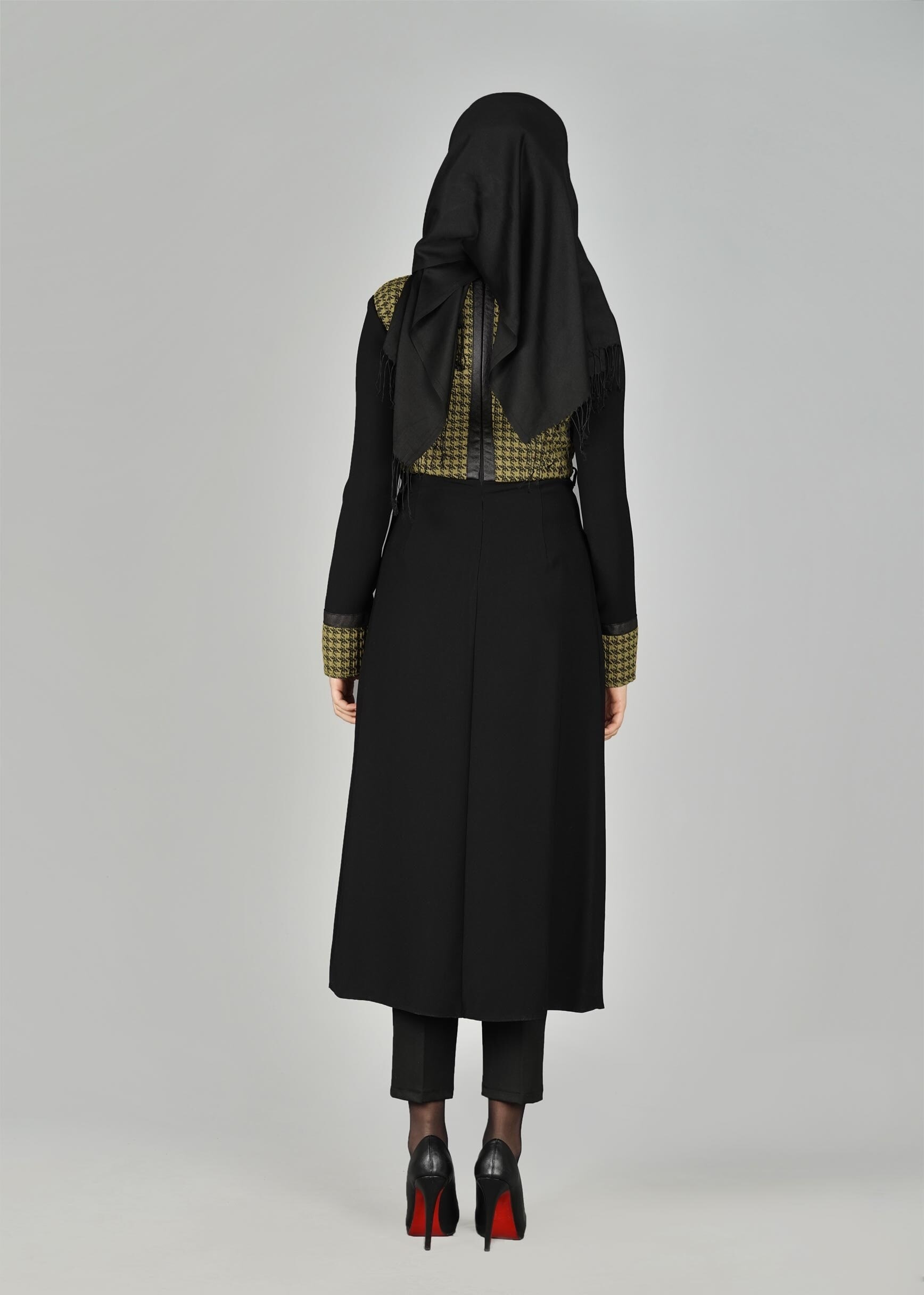 Tesettür giyim YEŞİL KAZAYAĞI DESENLİ PİLELİ TUNİK 4021