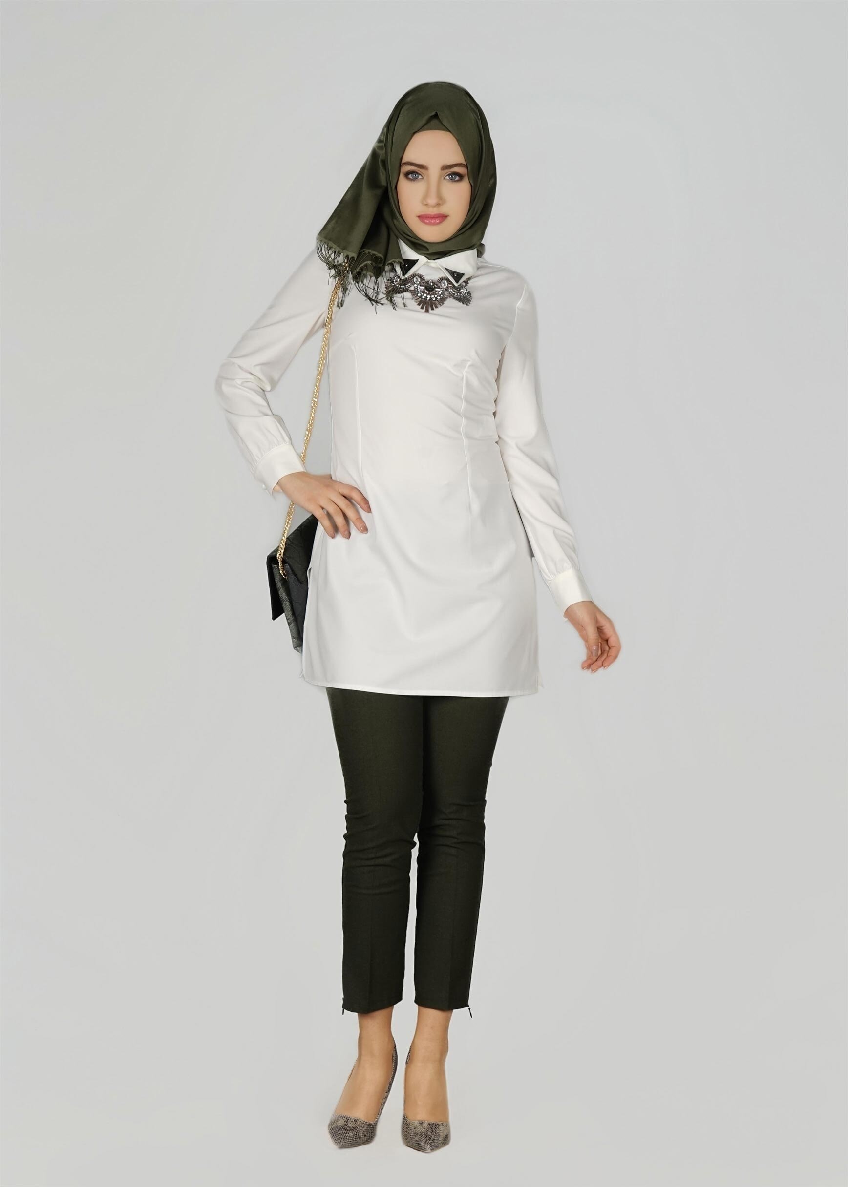 Tesettür giyim BEYAZ 4029 TUNİK