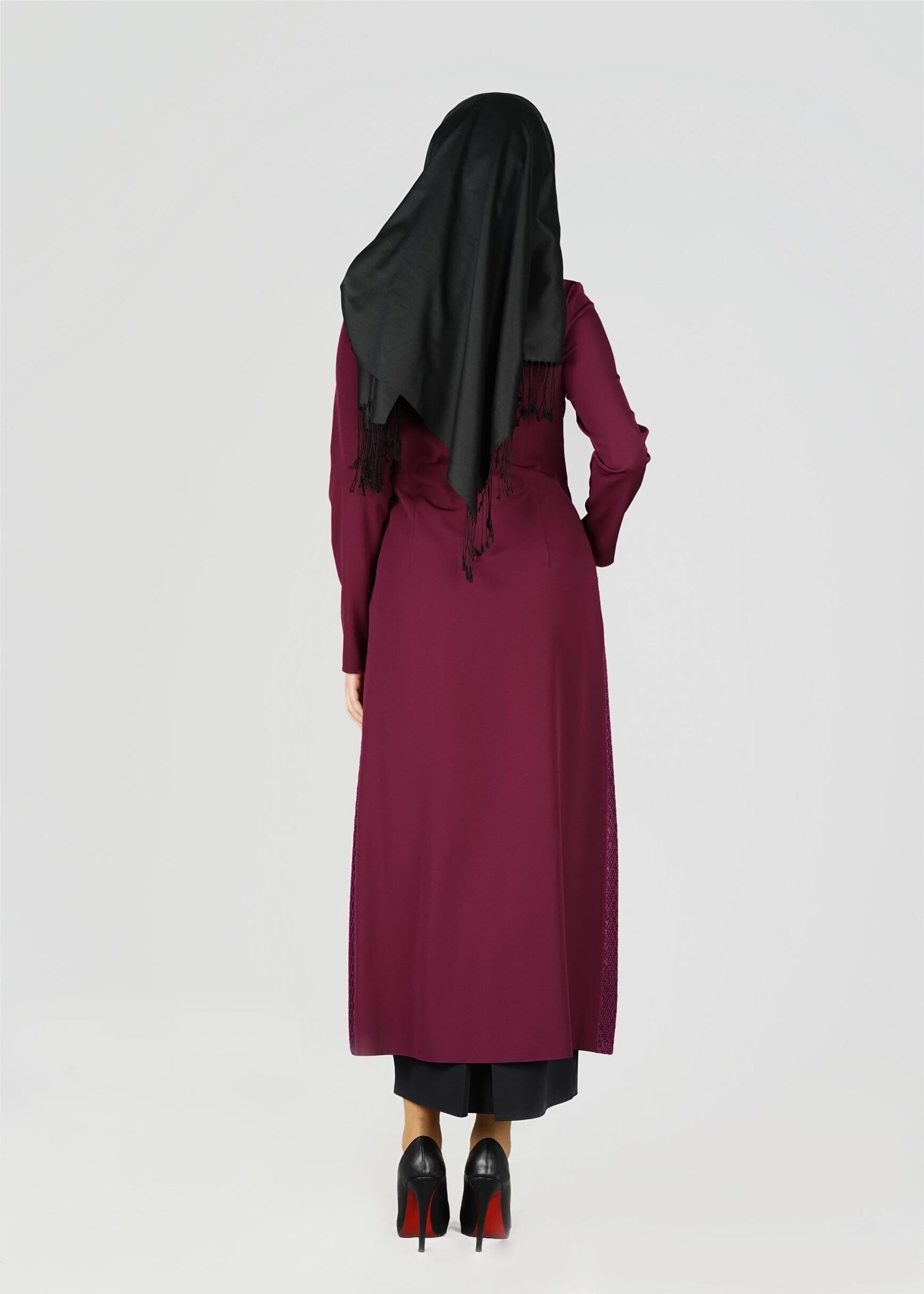 Tesettür giyim MOR DOKULU FERMUARLI TUNİK 4032