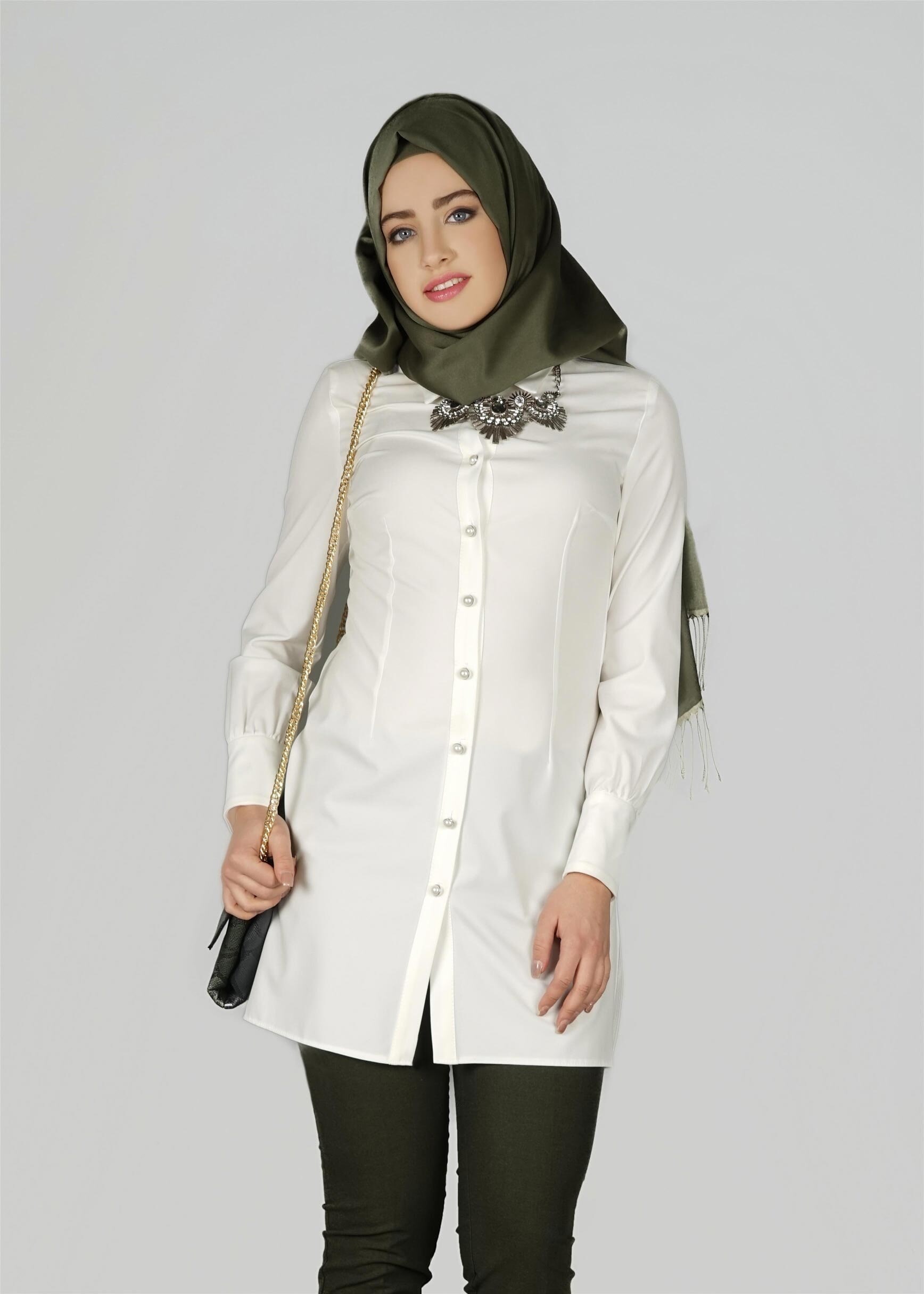 Tesettür giyim BEYAZ 4039 TUNİK