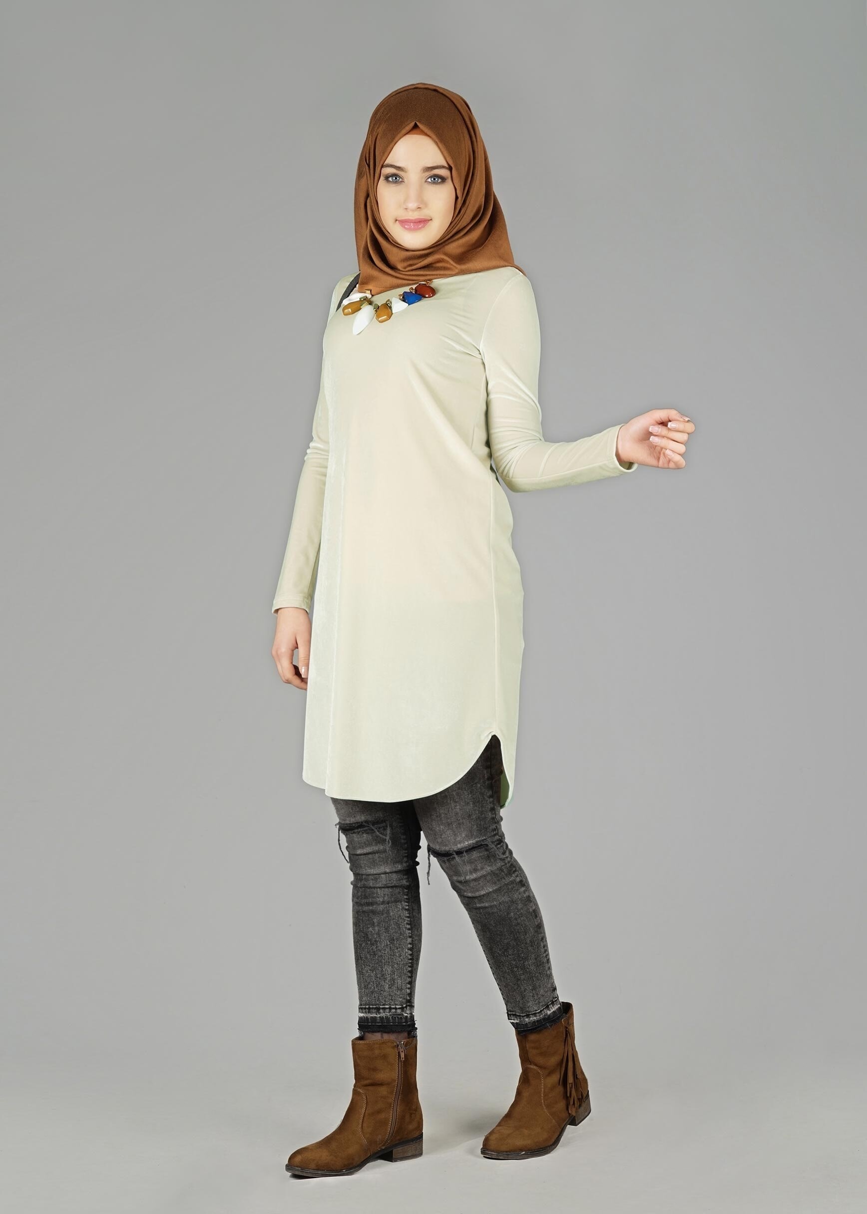 Tesettür giyim EKRU 4067 TUNİK