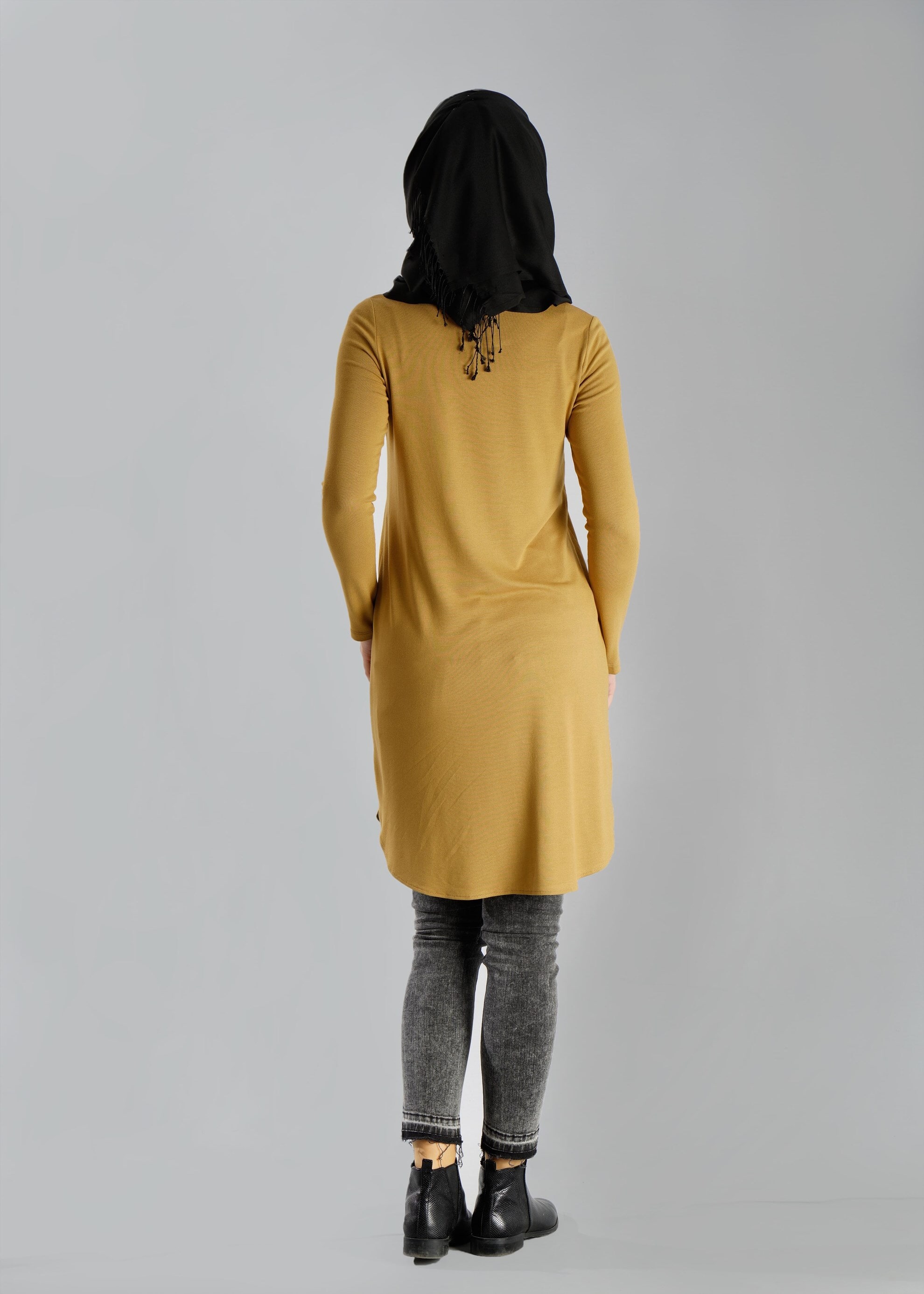 Tesettür giyim SARI DÜZ TUNİK 4709