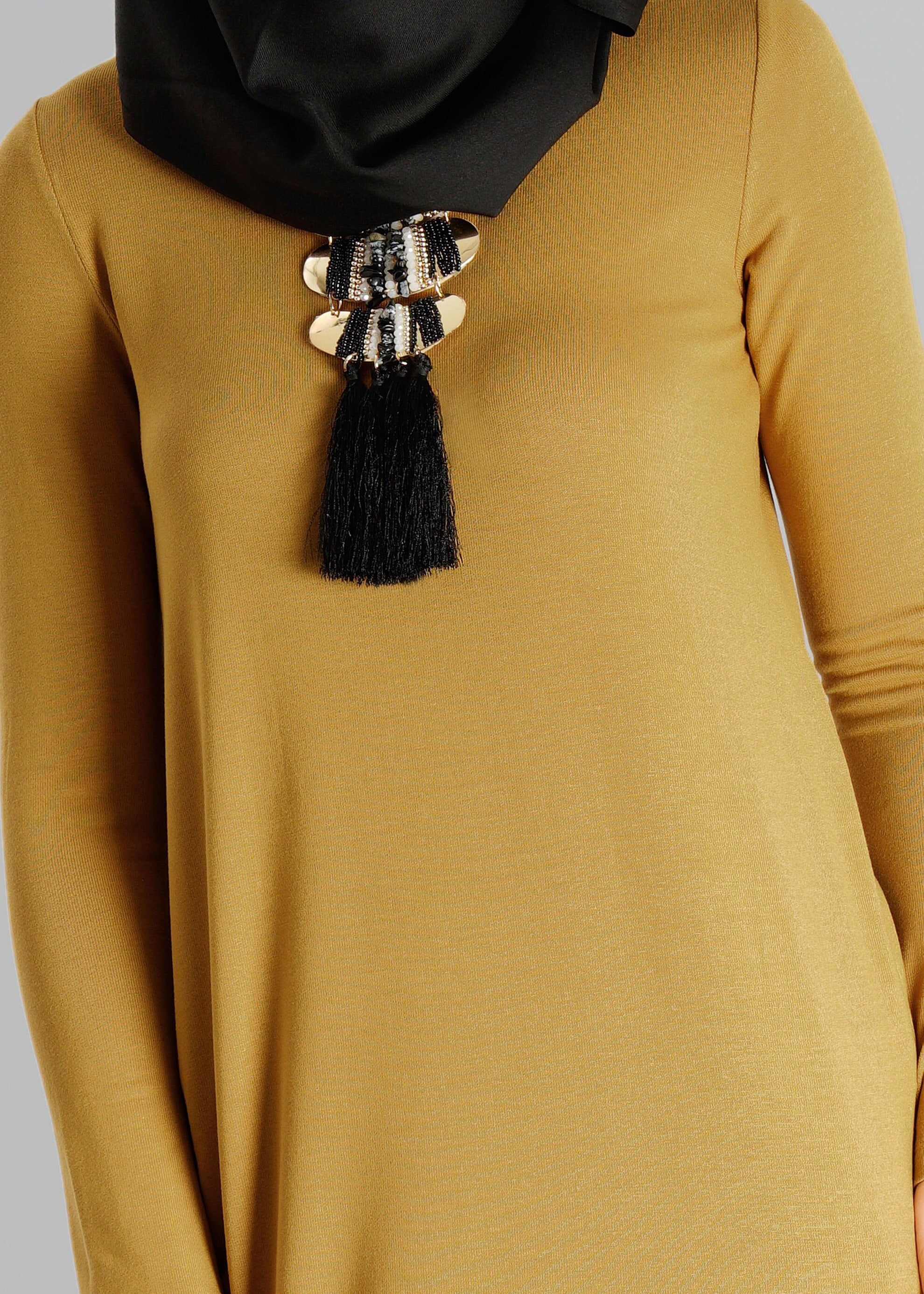 Tesettür giyim SARI DÜZ TUNİK 4709