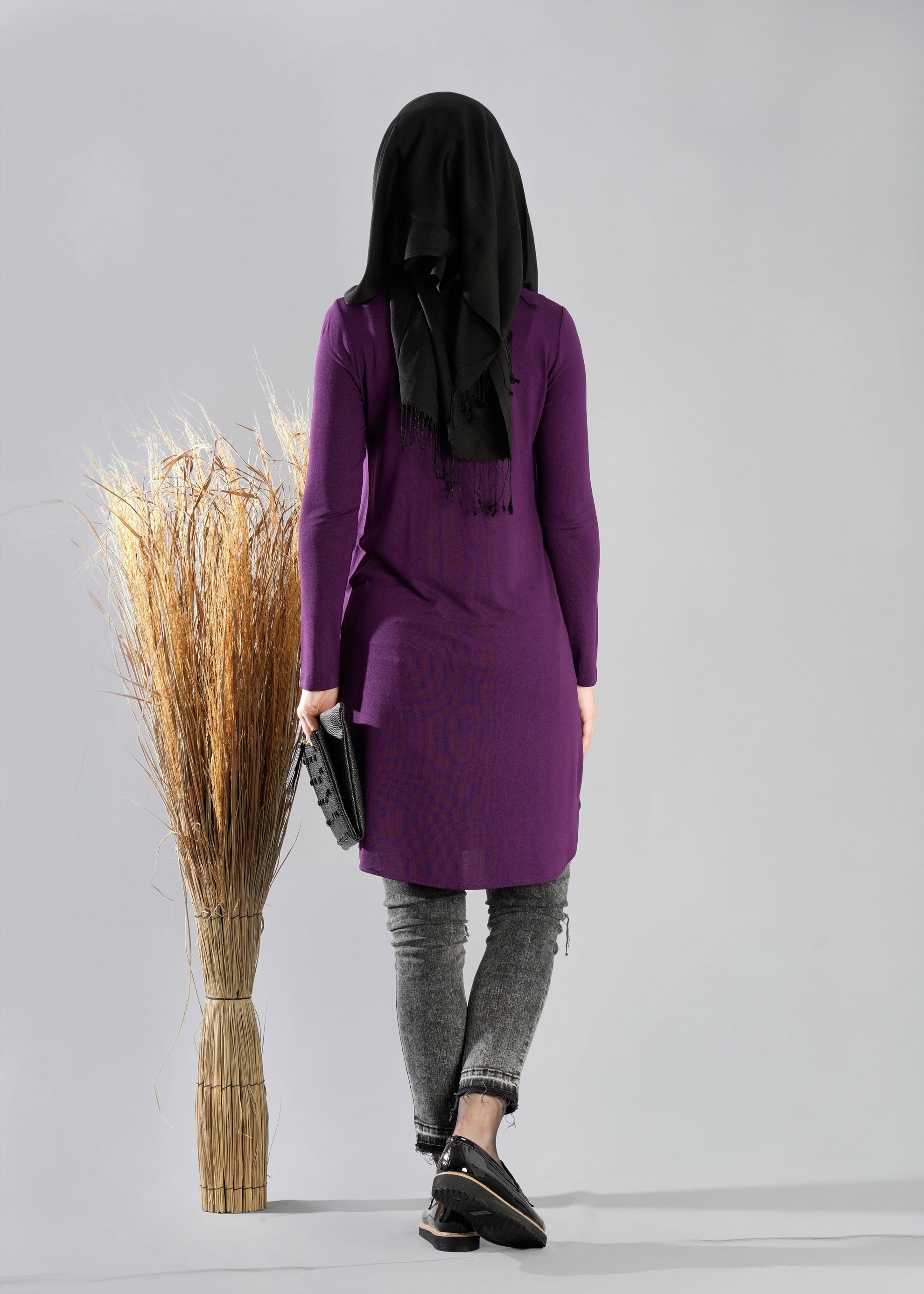 Tesettür giyim MOR DÜZ TUNİK 4709