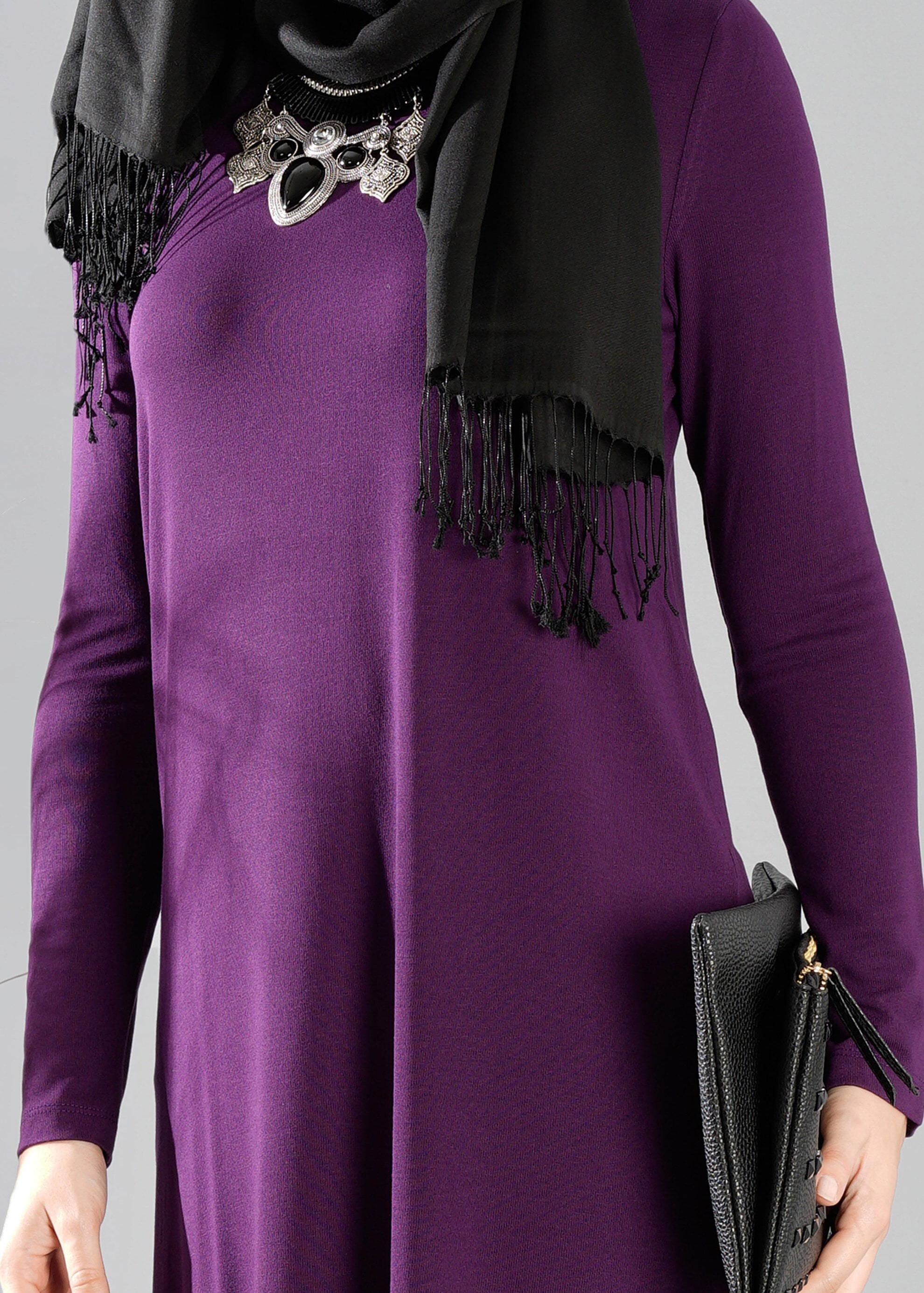 Tesettür giyim MOR DÜZ TUNİK 4709