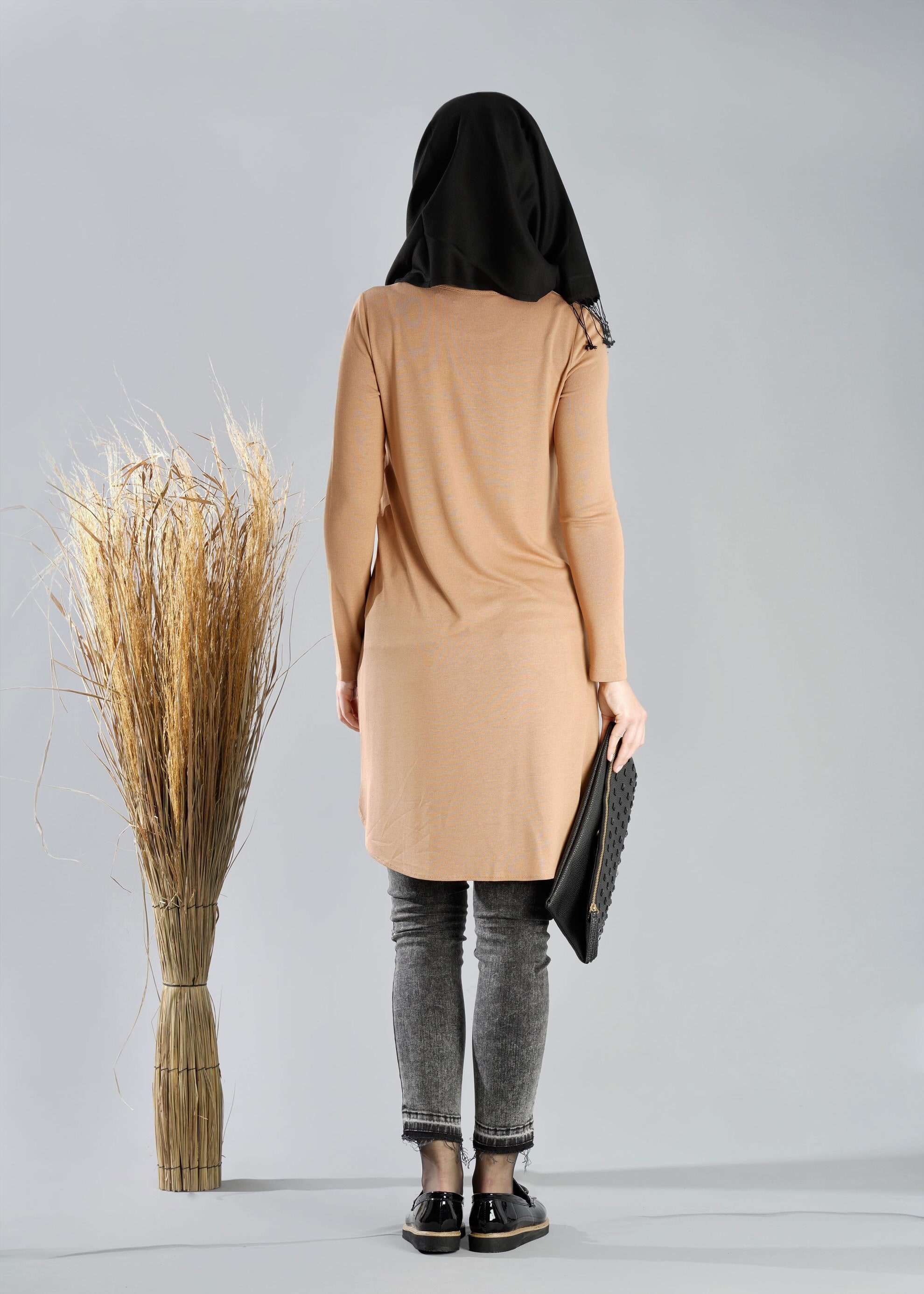 Tesettür giyim KAHVE DÜZ TUNİK 4709