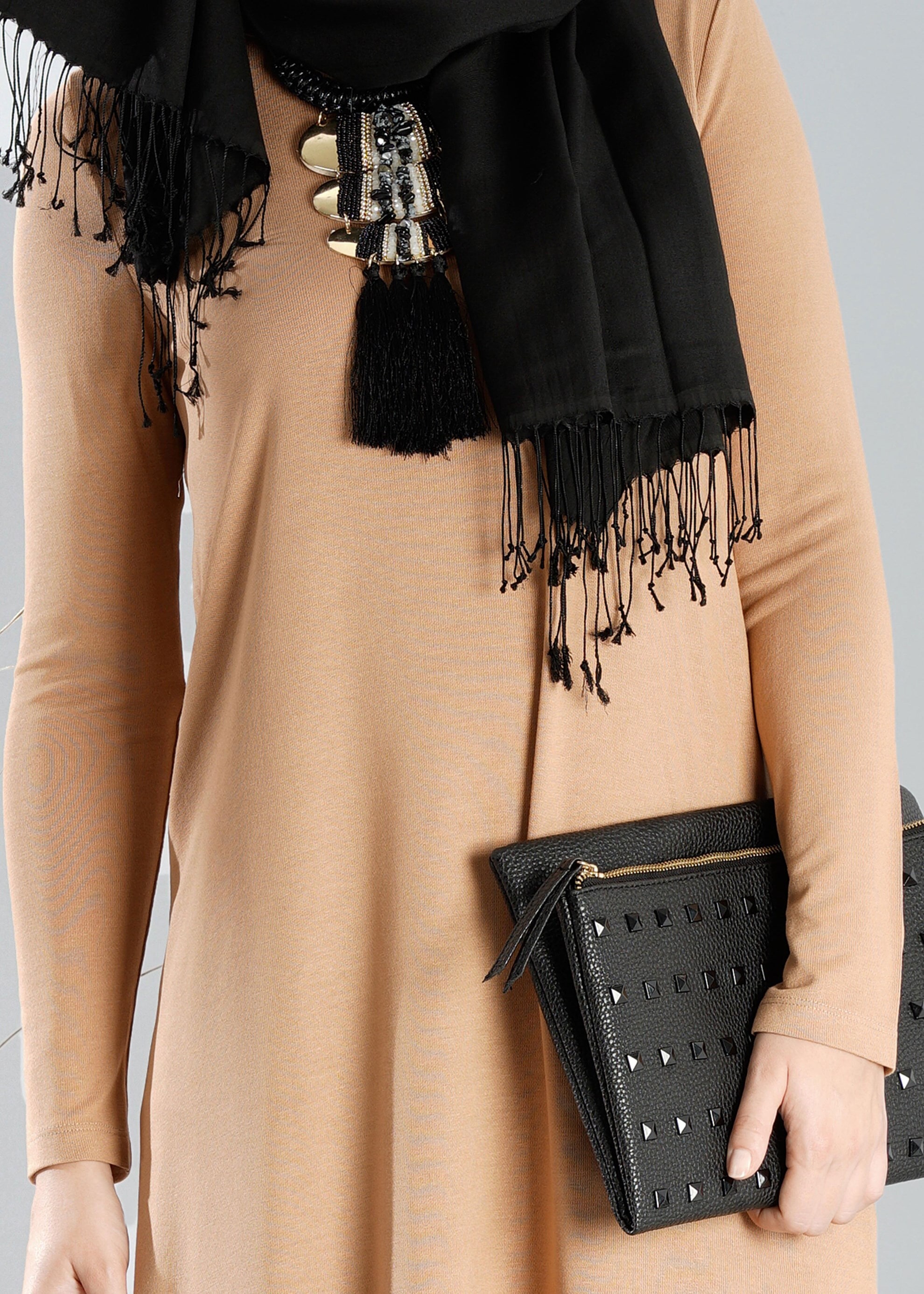 Tesettür giyim KAHVE DÜZ TUNİK 4709