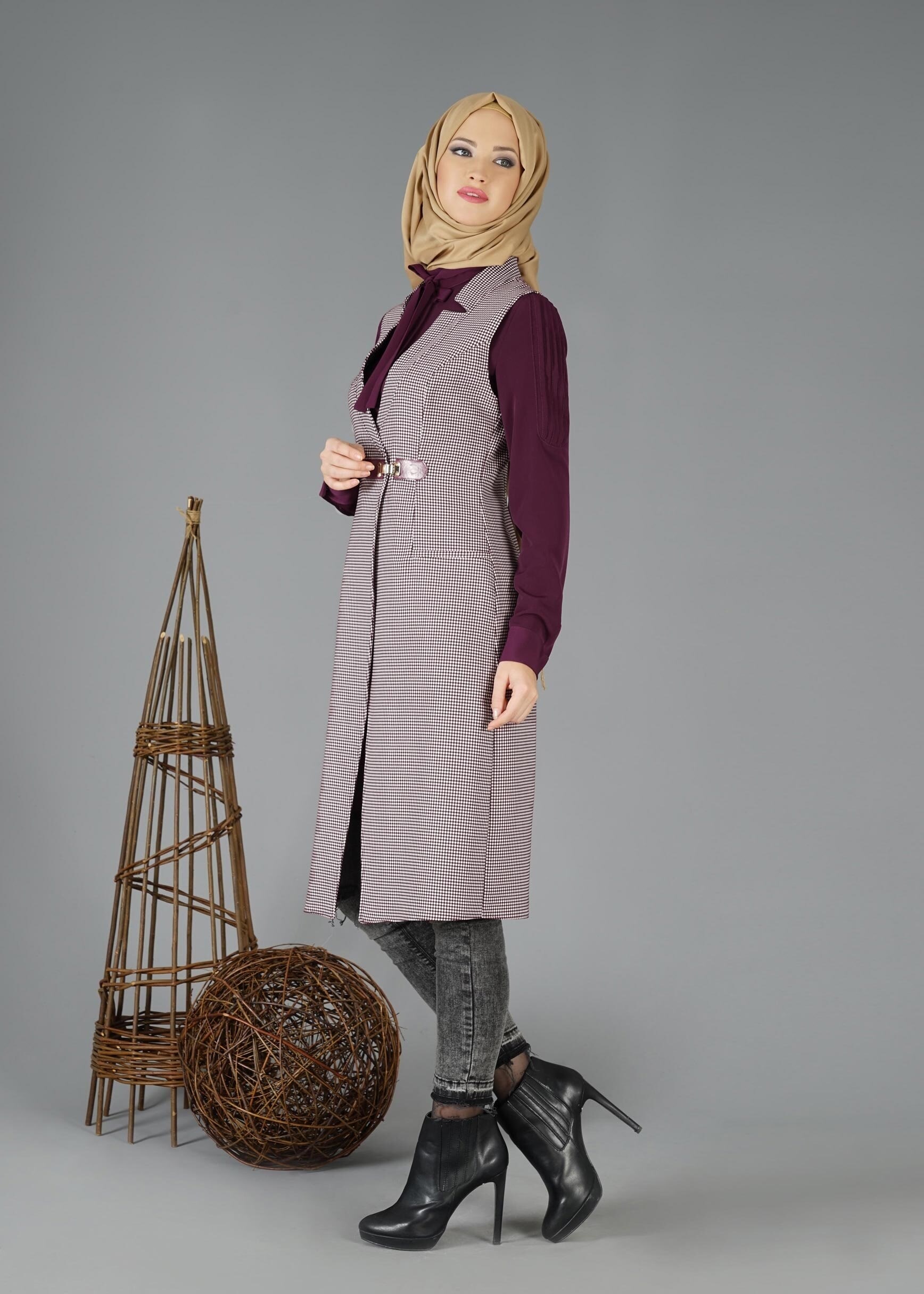 Tesettür giyim BORDO 4728 TUNİK