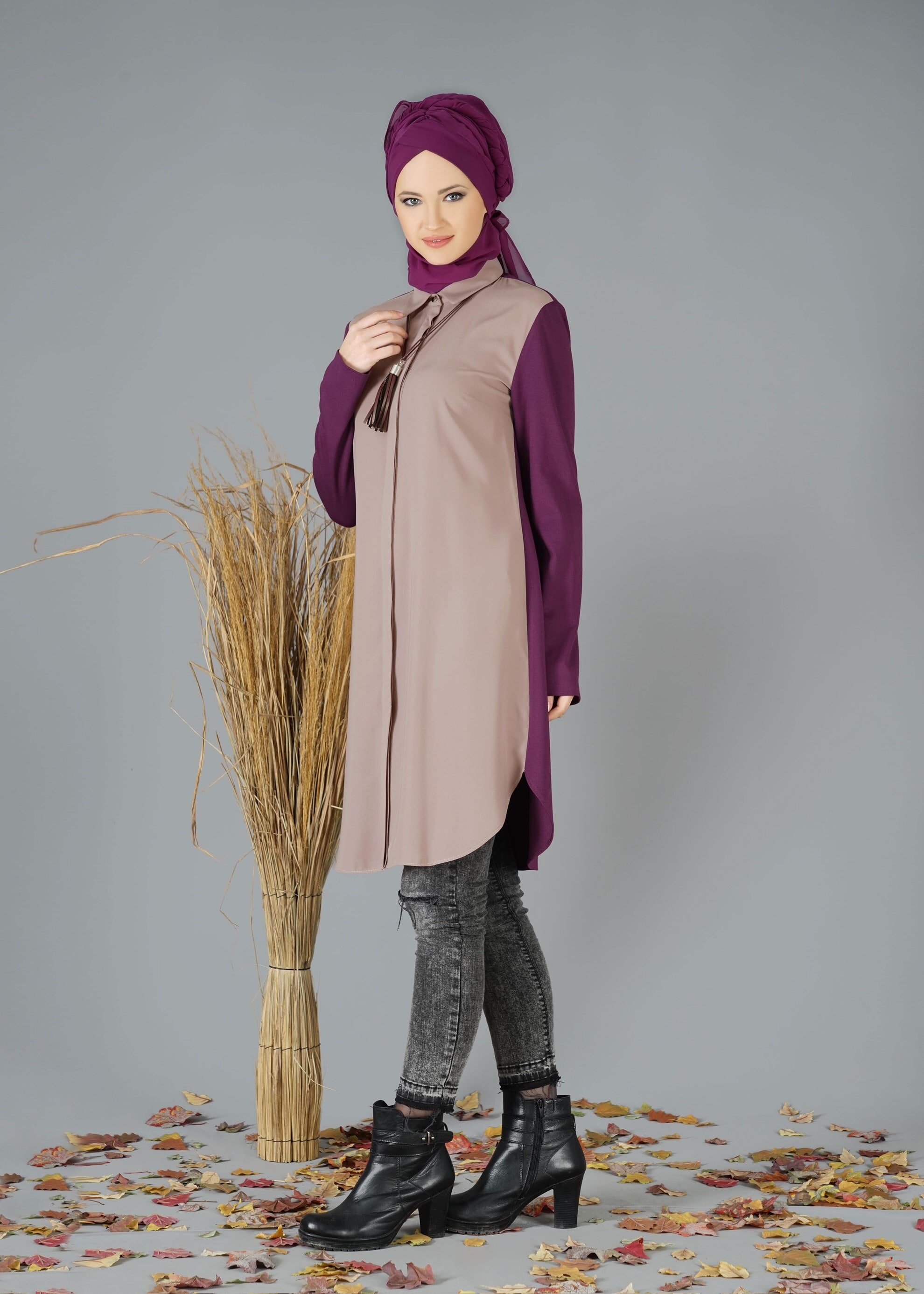 Tesettür giyim VİZON 4737 TUNİK